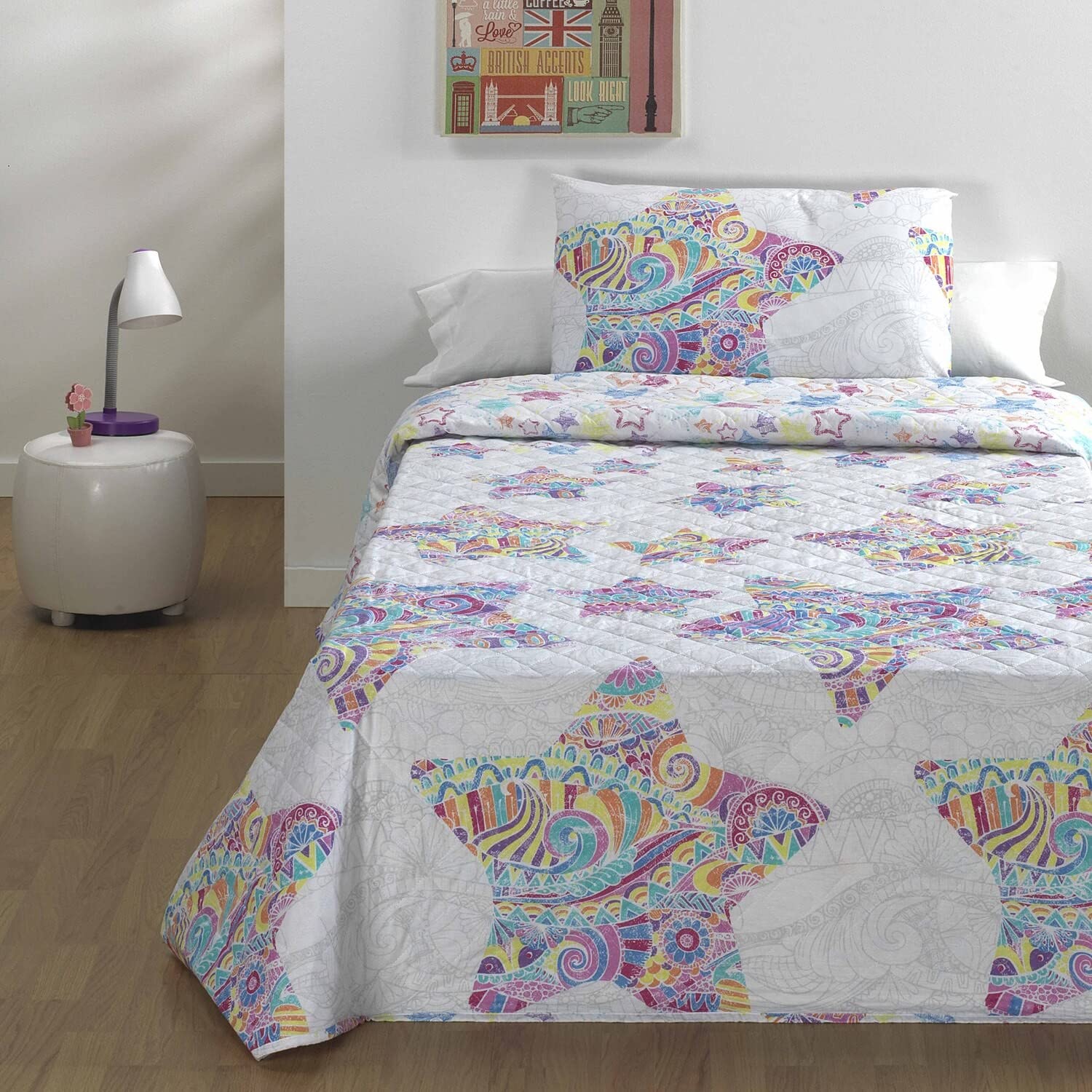 Sibiles Colcha Bouti Infantil Estrellas Starlet de Dhestia Color Único Talla Cama 90/105