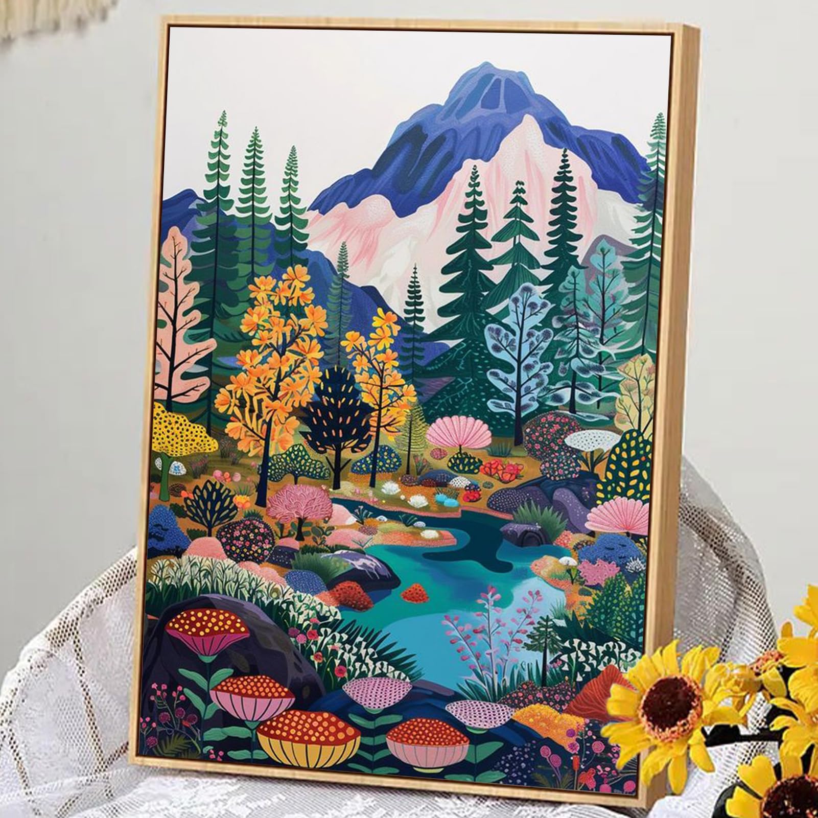 YALKIN Flower Paint By Numbers Kits For Adults Beginners Without Frame