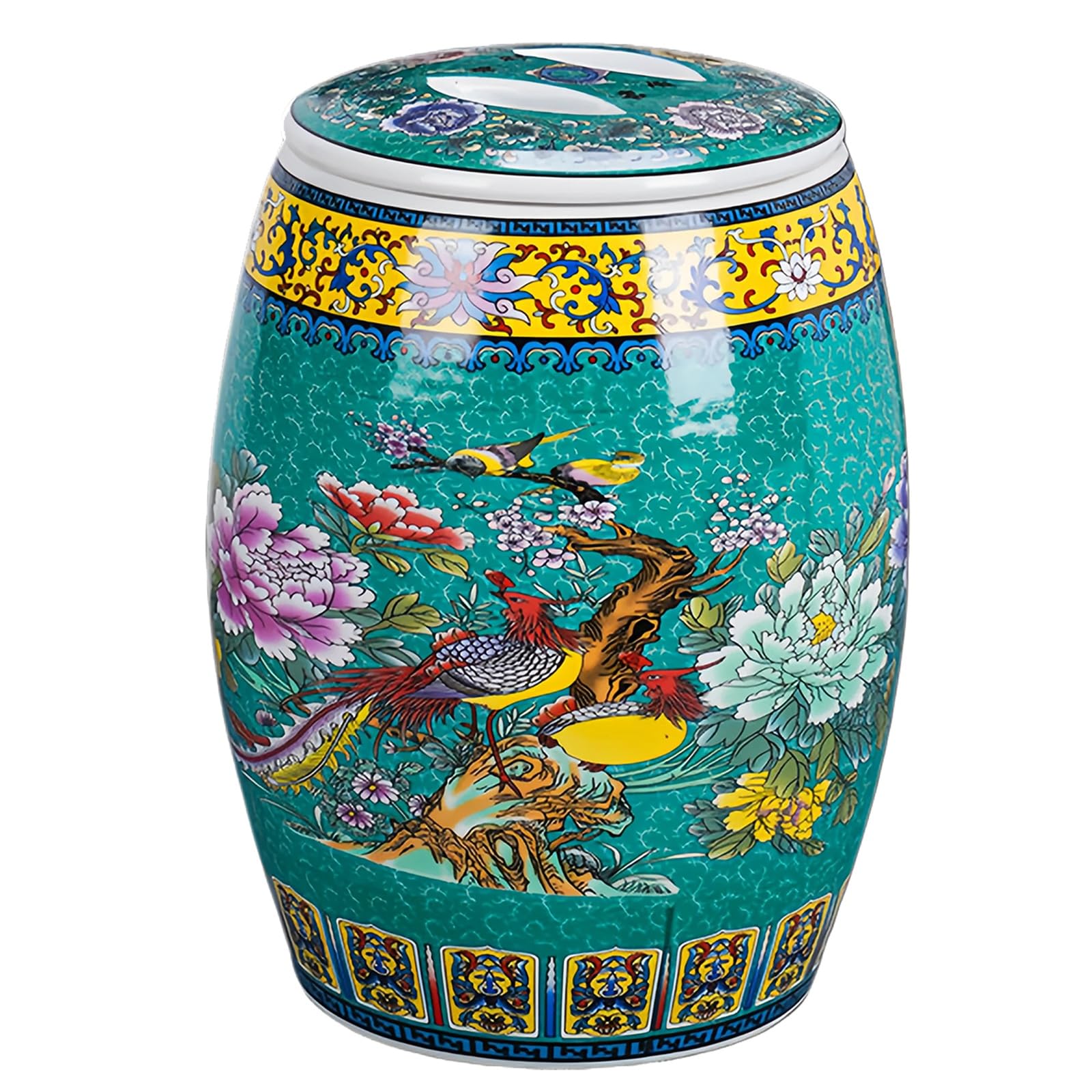 Keramik-Reisbehälter, luftdichter Keramikbehälter für Reis mit Deckel | Hochtemperatur gebrannter Jingdezhen Porzellan Fermentiergefäß, Griffdeckel, 4 Größen, für Gurken(24*32cm)
