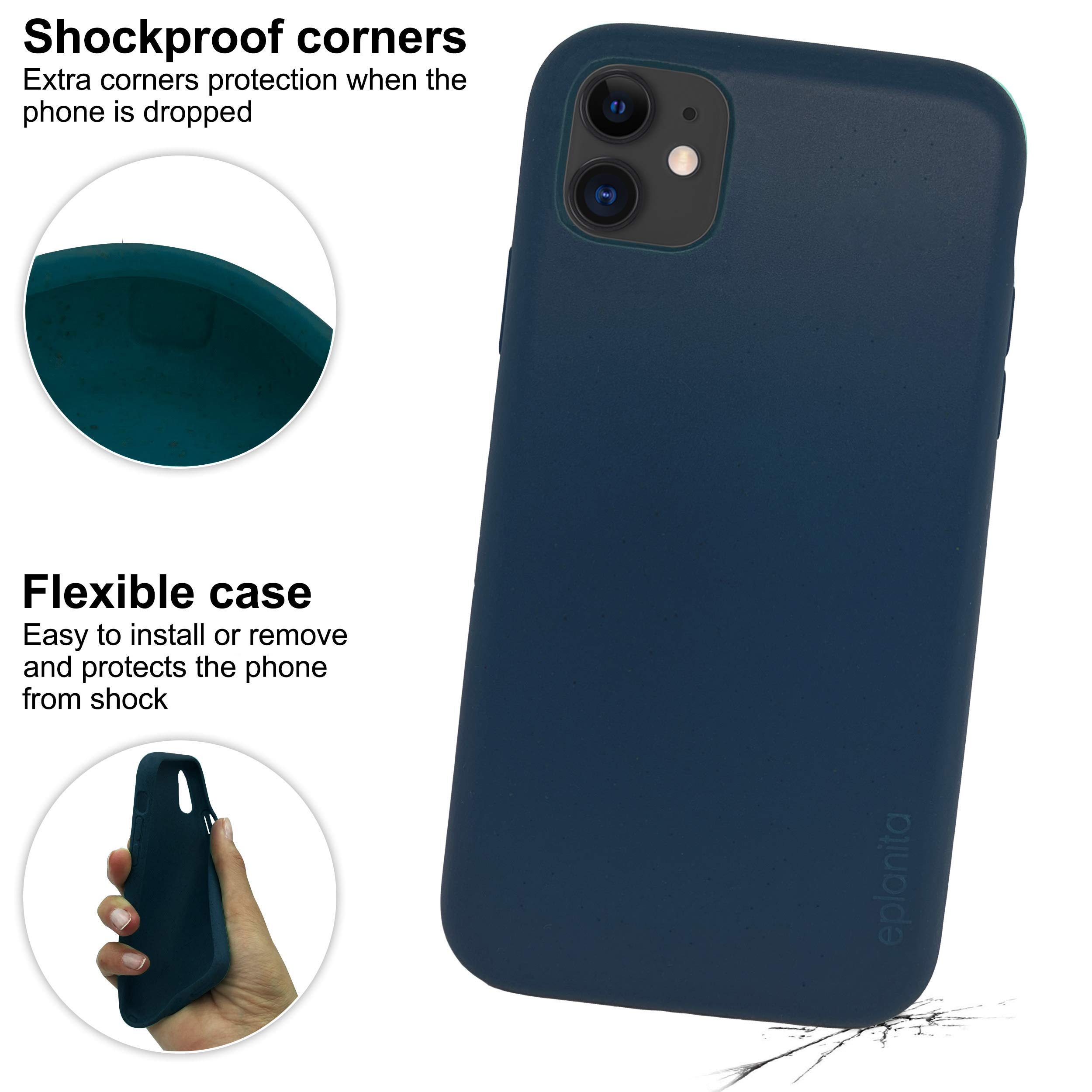 Eplanita Funda Ecológica Compatible Con IPhone 13 Pro Max, Fibra Vegetal, Protección Contra Caídas, Duradera Y Sostenible (para IPhone 13 Pro Max, Azul Oscuro