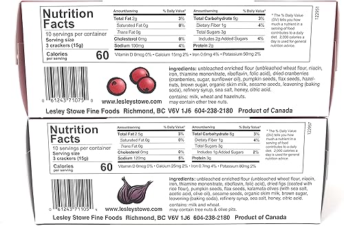Miniatura 2 de Lesley Stowe Gourmet Food Crisps Crackers - Paquete variado de galletas crujientes de arándanos y avellanas, paquete de 2 higo y oliva, 5.3 onzas