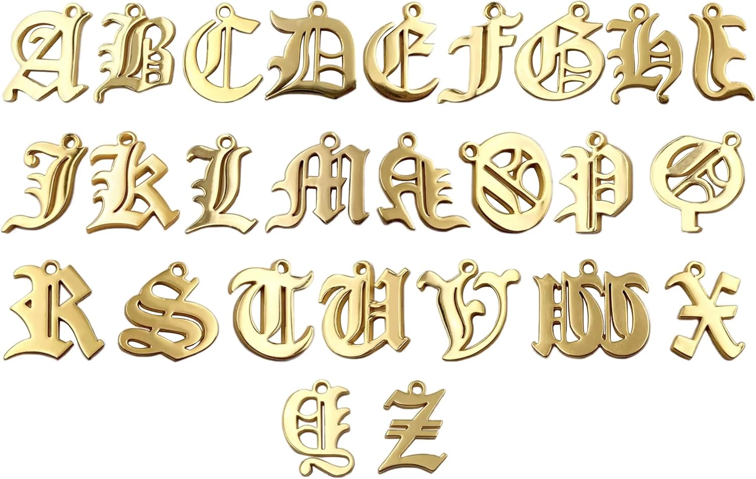 18K Gold Old English Initial Necklace For Women, Dainty A-Z Pendant Letter with Stainless Steel Cuban Chunky Chain Choker Necklace Halloween Christmas Jewelry Gifts - Image 7