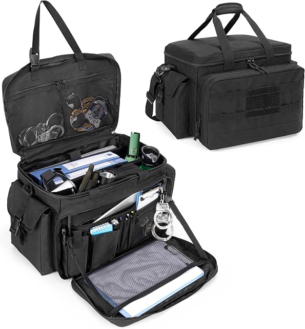 samdew Police Patrol Bag, Patrol Gear Bag & Vehicle Organizer with Padded Laptop Layer (up to 15.6"), Car Front Seat Organizer for Law Enforcement & Police Equipment, MOLLE Compatible, Bag Only