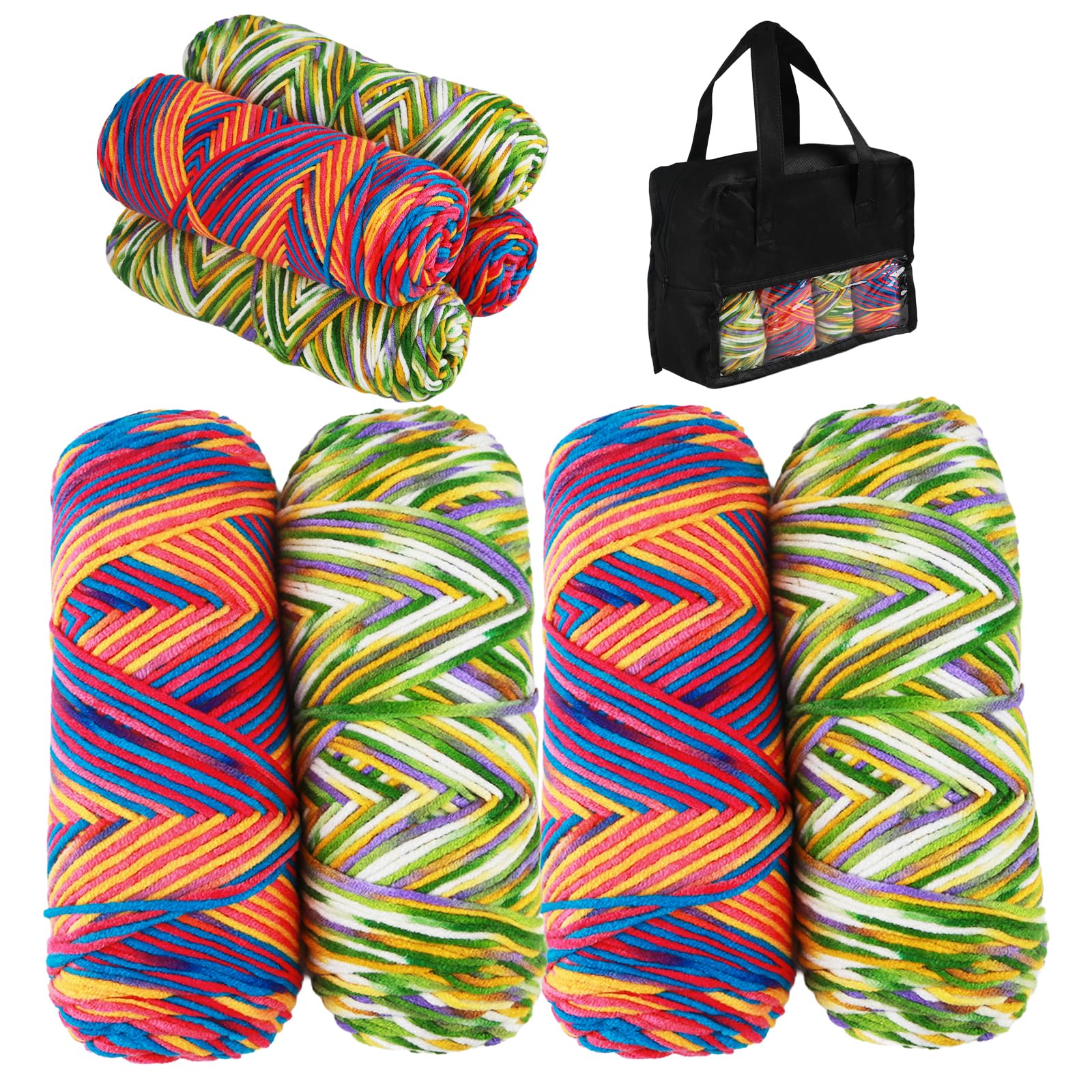 Crochet Yarn Set 4x100g, 200mx2colour Yarn for Crafts Projects, 5ply Yarn for Hand Knitting Crafting for Beginners Adults for Crochet Knitting and Crafts (Colour 5)