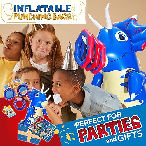 Miniatura 4 de INFLATABLE DUDES Dinosaurio - Saco de boxeo para niños  Ya lleno de arena  Bolsa Bop  Juguete de boxeo inflable  Saco de boxeo para niños  Acción de