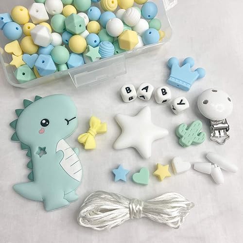 Miniatura 5 de Juego de cuentas sueltas de silicona Kit de dinosaurio para accesorios de joyería DIY collar pulsera TZ004