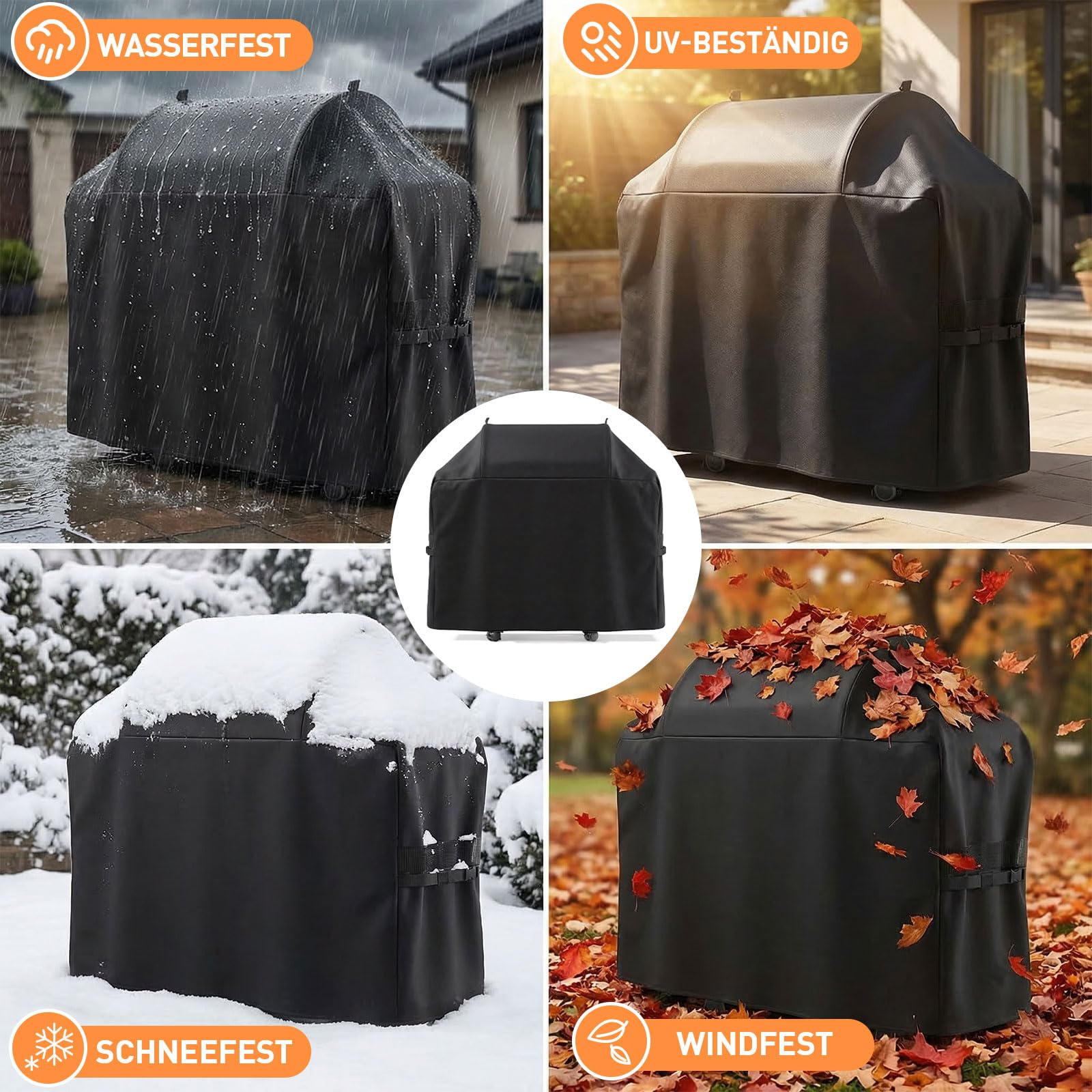 Copertura per barbecue 600D adatta per Napoleon Rogue 425/525 61427/61527, 155 x 64 x 125 cm, copertura di ricambio impermeabile e resistente ai raggi UV, antistrappo, per esterni, colore nero