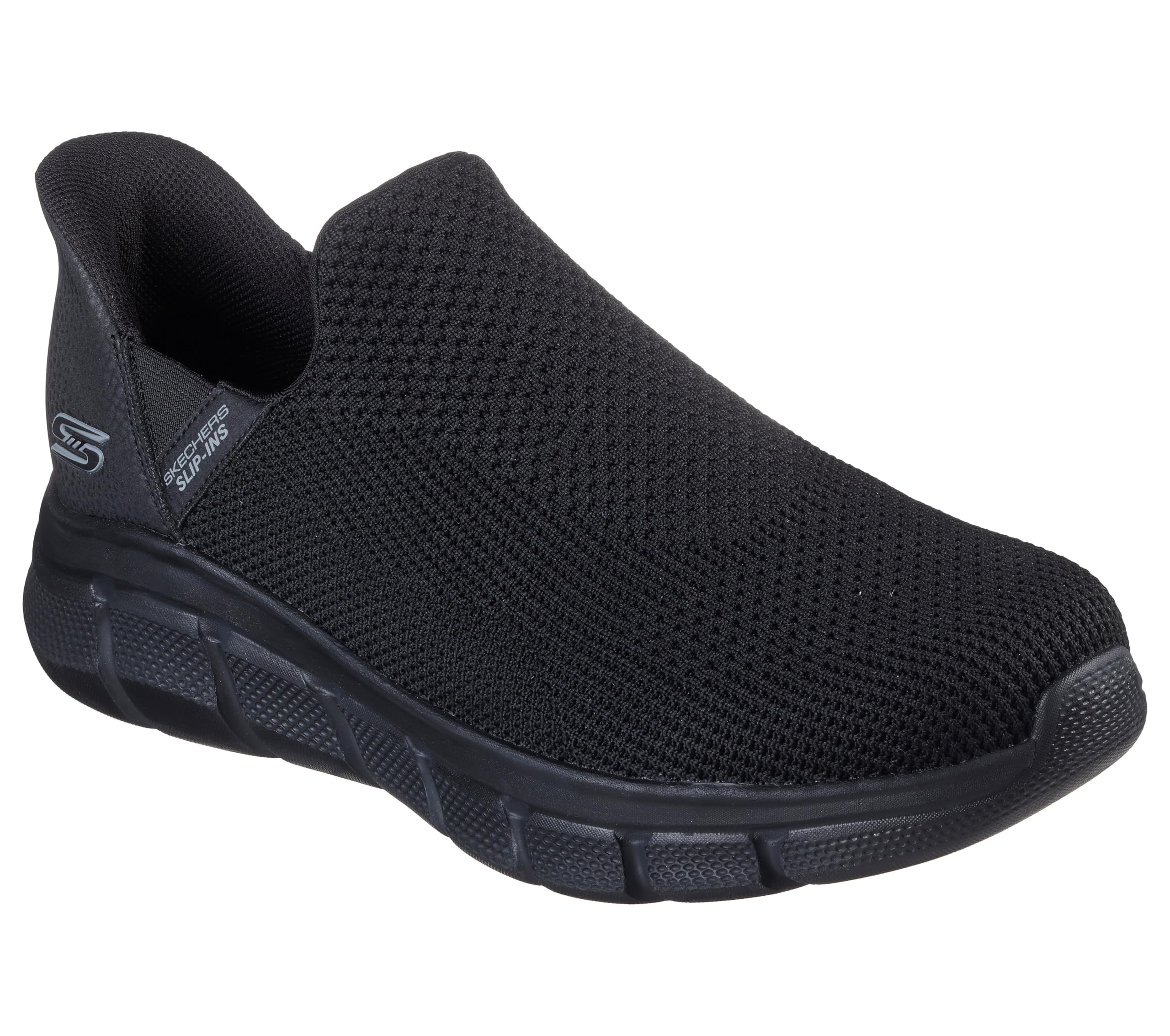Skechers Men's Hands-Free Slip-ins BOBS B Flex Resilient Edge Sneaker, Black Textile, 8.5 UK