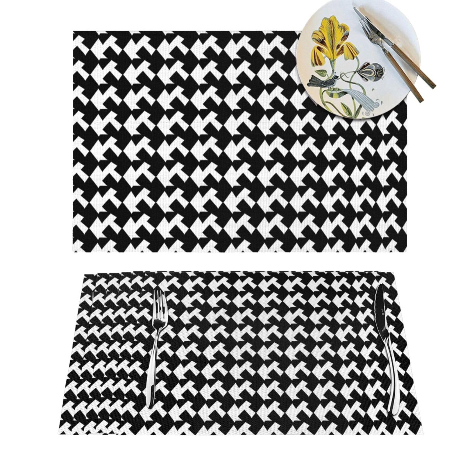 Sets de table tissés en PVC noir 45x30 cm pour intérieur et extérieur