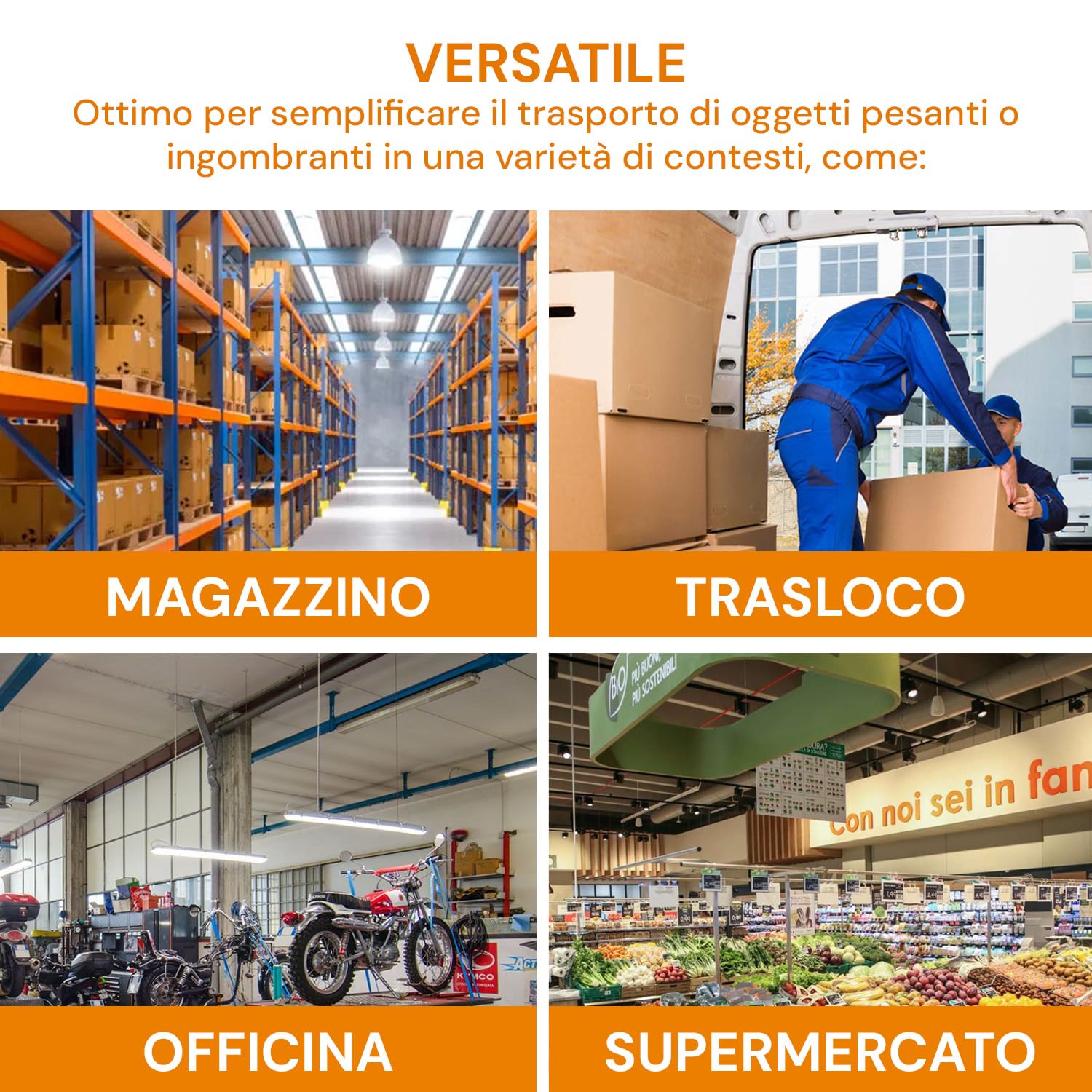 Carrello Portapacchi con Manopole Antiscivolo e Paracolpi in Acciaio Rinforzato Giallo, Carrello Trasporto con Ruote Pneumatiche, Portata 200 kg, 110x46x56 cm