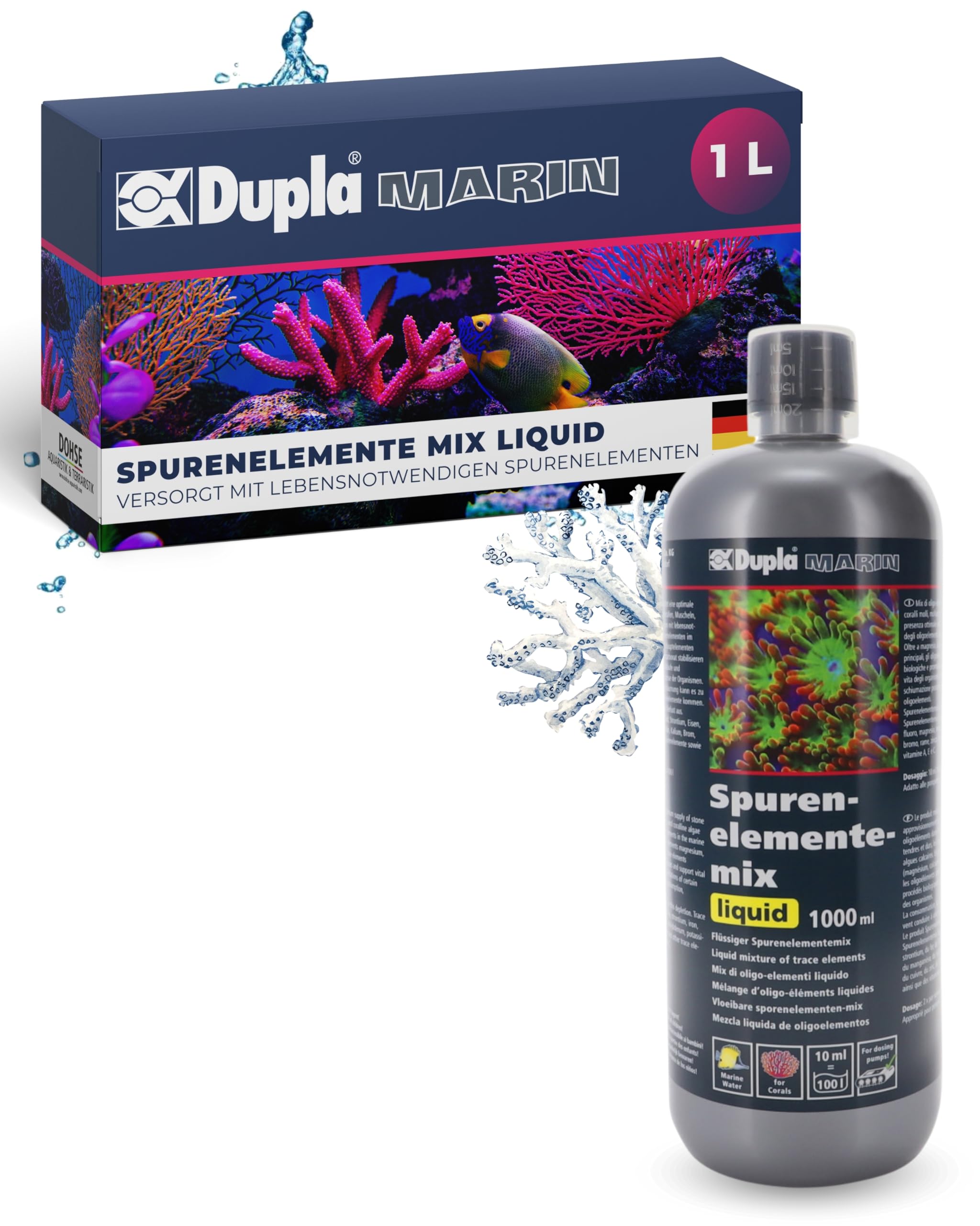 Dupla Marin Spurenelemente-Mix I 1000ml I flüssige Spurenelementmischung für Meerwasseraquarien I Liquid zur Nährstoffversorgung von Stein-und Weichkorallen, Muscheln, Kalkröhrenwürmern und Kalkalgen