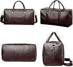 Sac de voyage en cuir pour hommes, sacs de nuit woven sur week-end pour sport d'affaires Gym (Brown)