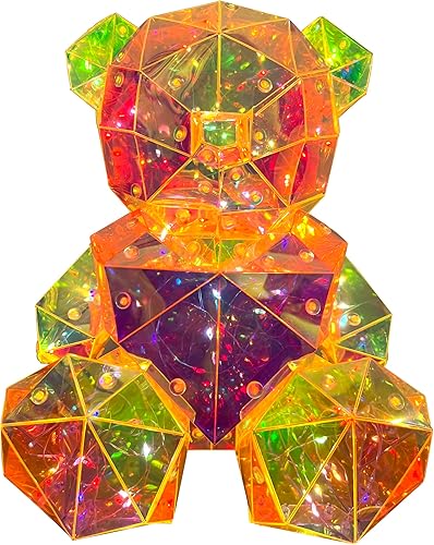 Miniatura 2 de Sapphirem Luz LED rosa de oso de cristal en la noche, decoración de oso de peluche, el mejor regalo para niñas, mamá, cumpleaños, día de San