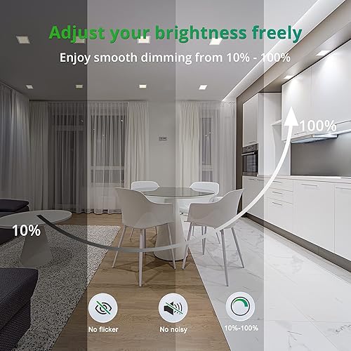 Miniatura 3 de LEDIARY Paquete de 6 luces LED empotrables sin lata de 4 pulgadas 2700K - 5000K seleccionables 750 lúmenes 9 W Eqv 75 W iluminación LED empotrada