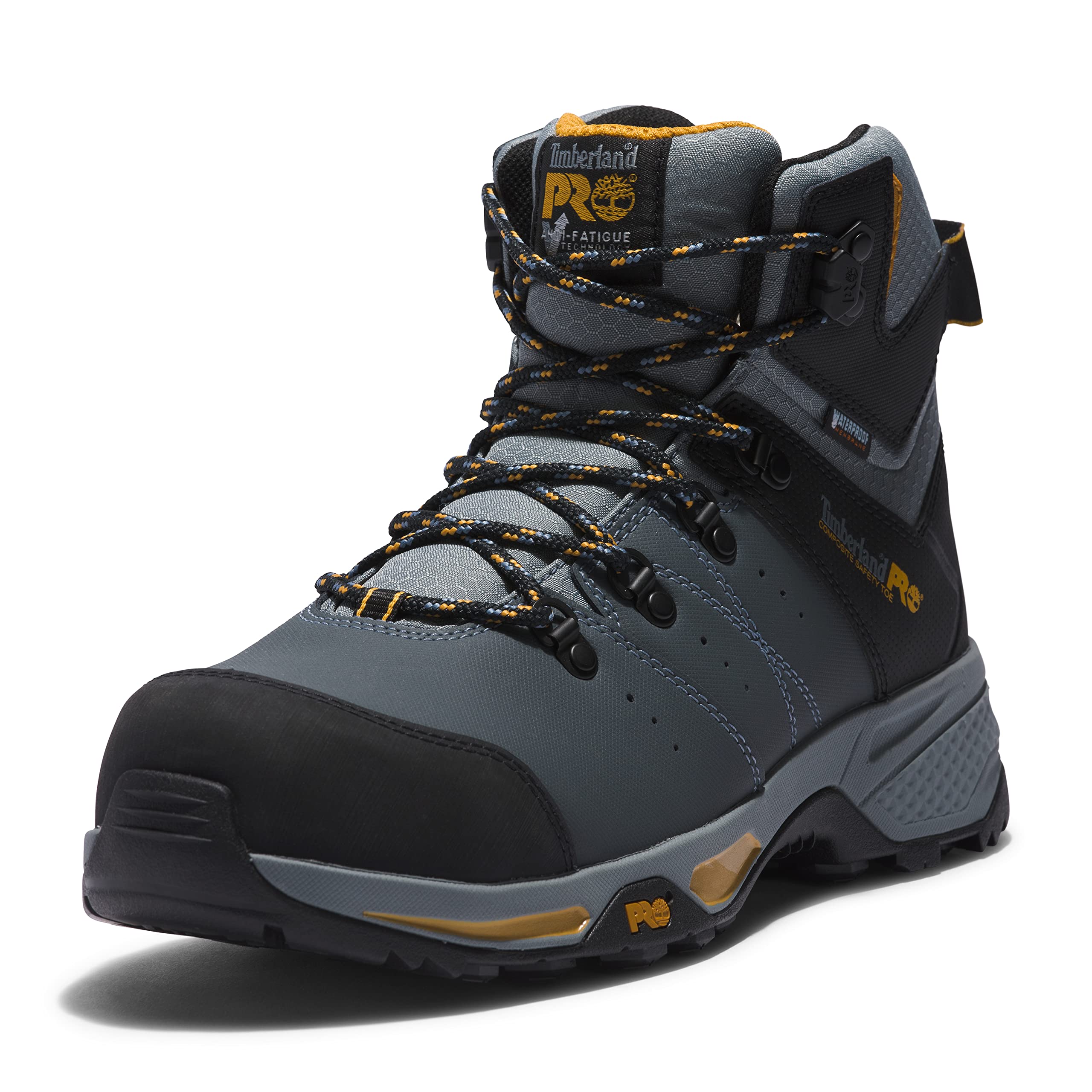 Photo 1 of Timberland PRO Men's Switchback 6 Inch Composite Safety Toe Waterproof Industrial Hiker Work Boot, Grey/Yellow-2024 NEW, 10.5M