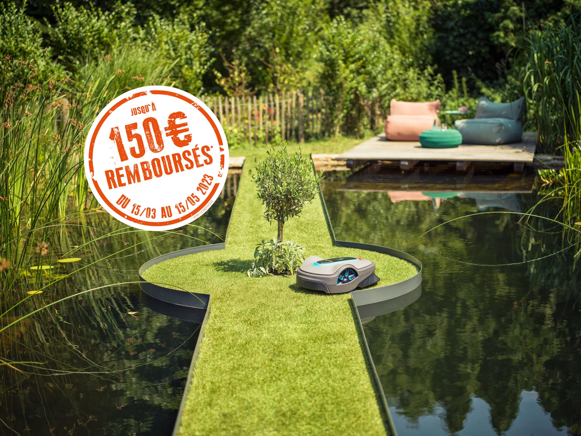 Gardena Tondeuse Robot Smart SILENO City 500 m² Set: Technologie Lona IA innovante, réglage Via Application, SensorControl, pour pentes 35% Max, passerelle Smart, FR-Version (19602-66)