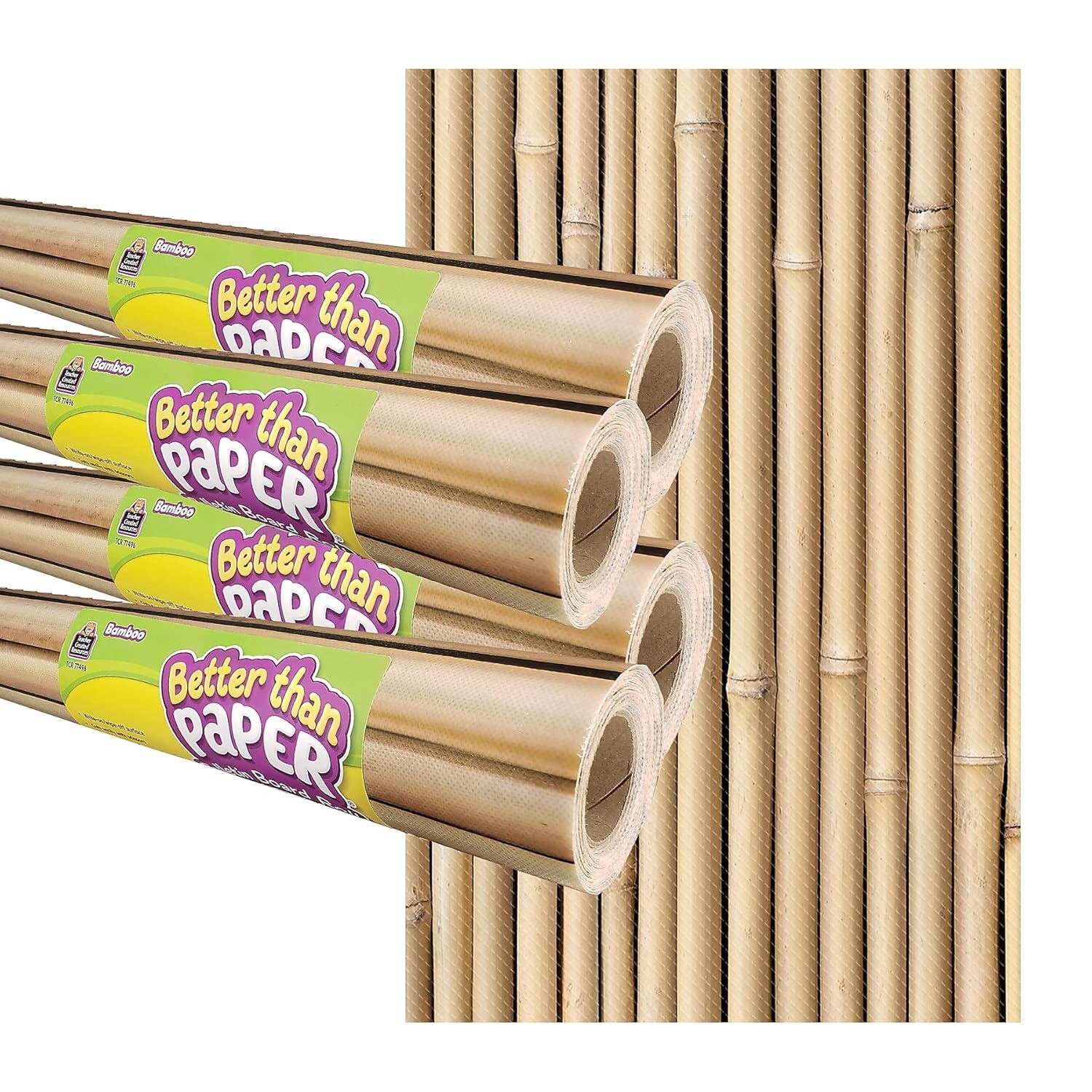 Teacher Created Resources Better Than Paper Bulletin Board Roll, 4' X 12', Bamboo, 4/Pack (Tcr32439)
