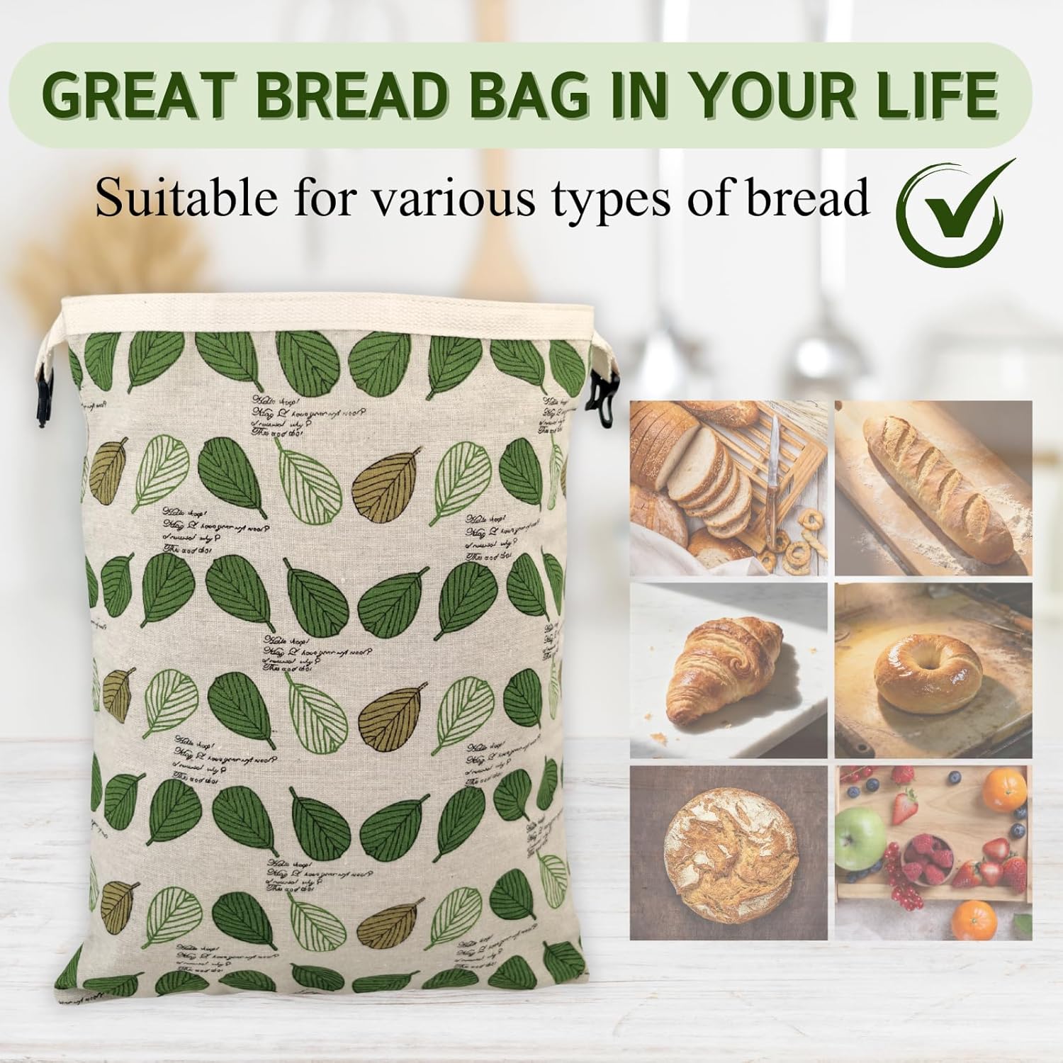 2 Pack Beeswax Bread Bags for Homemade Bread with Zipper, Large 13x17'' Reusable Beeswax Sourdough Bread Storage Bag, Keep Loaves Fresh Longer, Freezer Safe & Airtight, Natural, Zero Waste