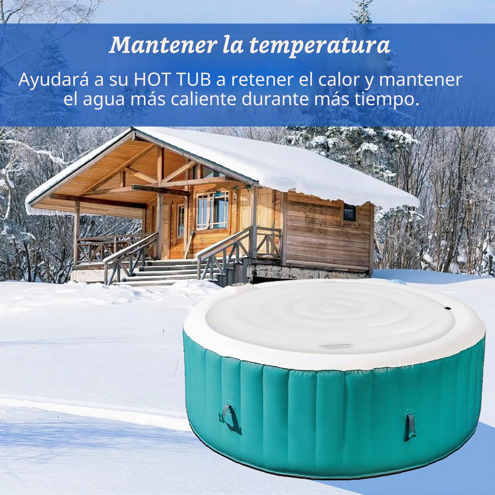 Cubierta Inflable para Bañera de Hidromasaje Redonda 160cm, Tapa de Hinchable SPA Exterior Cubierta de Bañera Aislada, Cubierta Inflable para Jacuzzi, Corte de Viento Impermeable a Prueba de Polvo | Manta de spa de ahorro de energía con asas, adecuada par