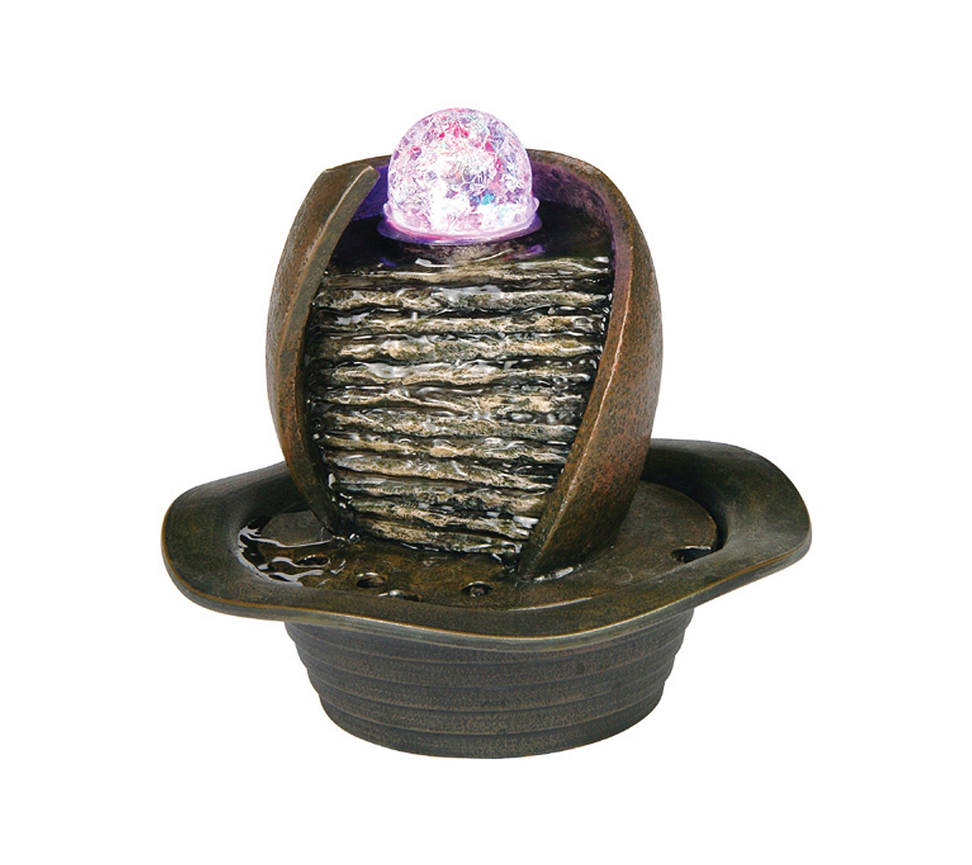 ORE International K325 Indoor Table Fountain with LED Light Earth Tone, 8-Inch