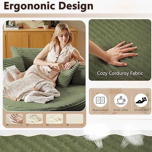 Miniatura 3 de Silla redonda de gran tamaño de 55 pulgadas, tumbona para interiores, sin hueso, con pana de felpa, no requiere montaje, sofá cama moderno y