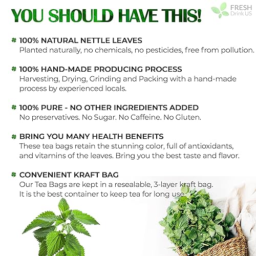 Miniatura 2 de 135 bolsas de té de hoja de ortiga premium, 100% natural y puro, té de hoja de ortiga, té de hoja de ortiga, ortiga quemada, ortiga picante, té de
