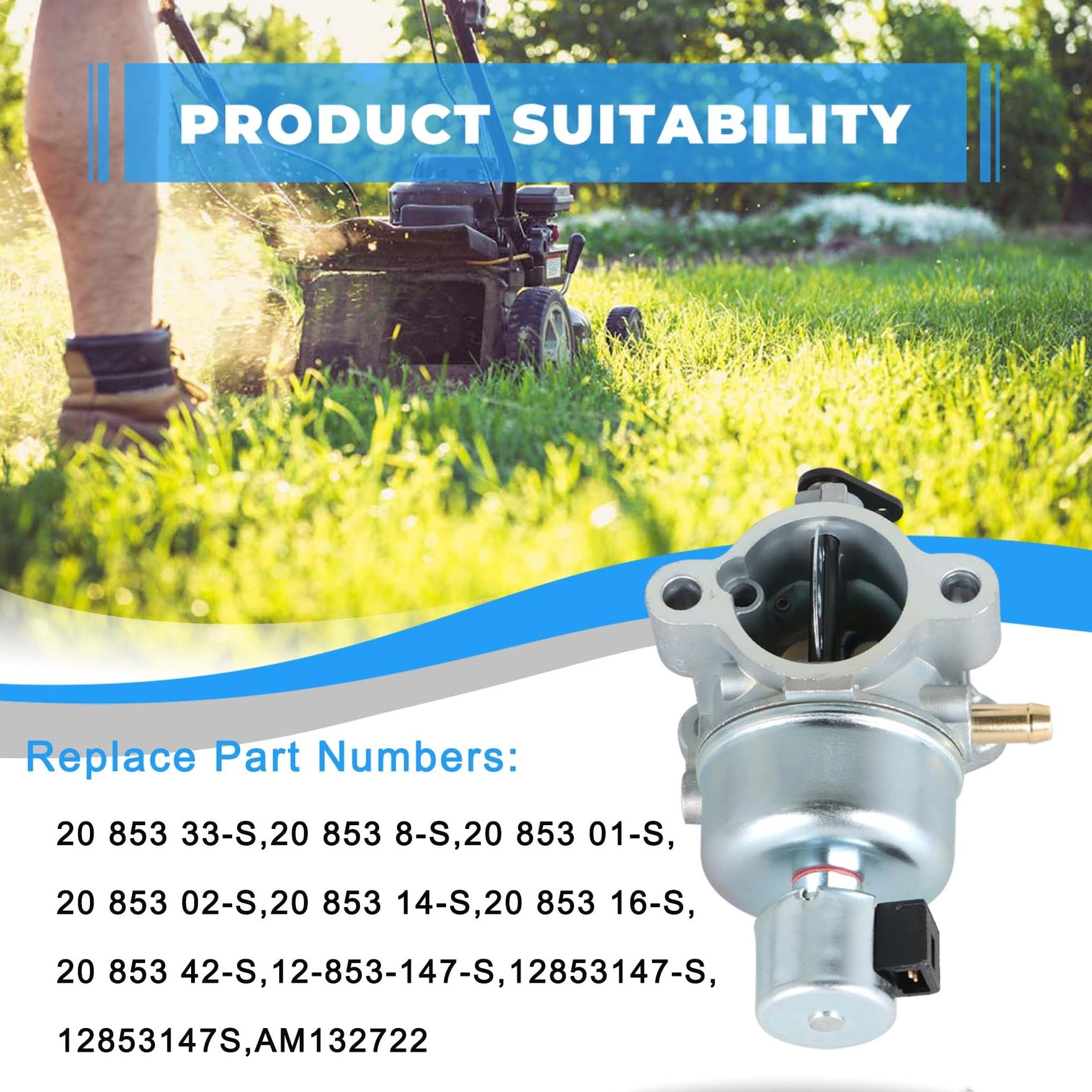 waltyotur 20 853 33-S - Kit de carburador para Kohler SV Series SV590 SV591 SV600 SV601 SV610 SV620 15HP 16HP 17HP 18HP 19HP Repalcement para John Deere STX30 AM132722