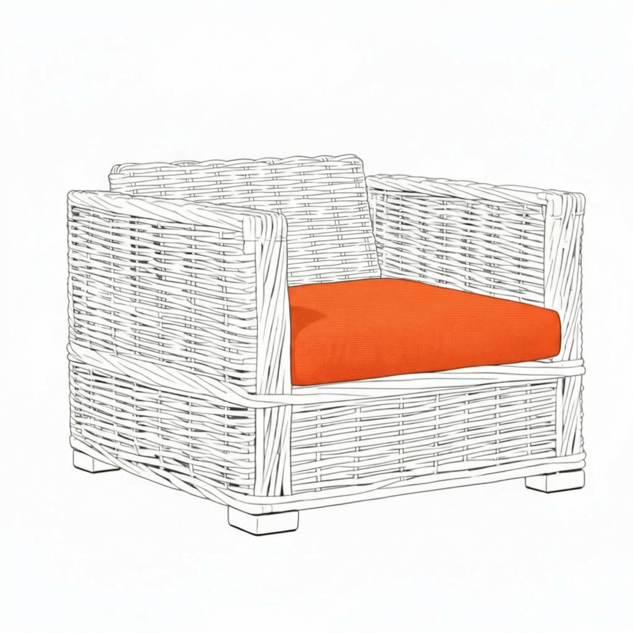 Kosiproducts Replacement Rattan Seat Pads Water Resistant for Outdoor Patio Garden Seating [Orange, Seat Only 56x52x6]