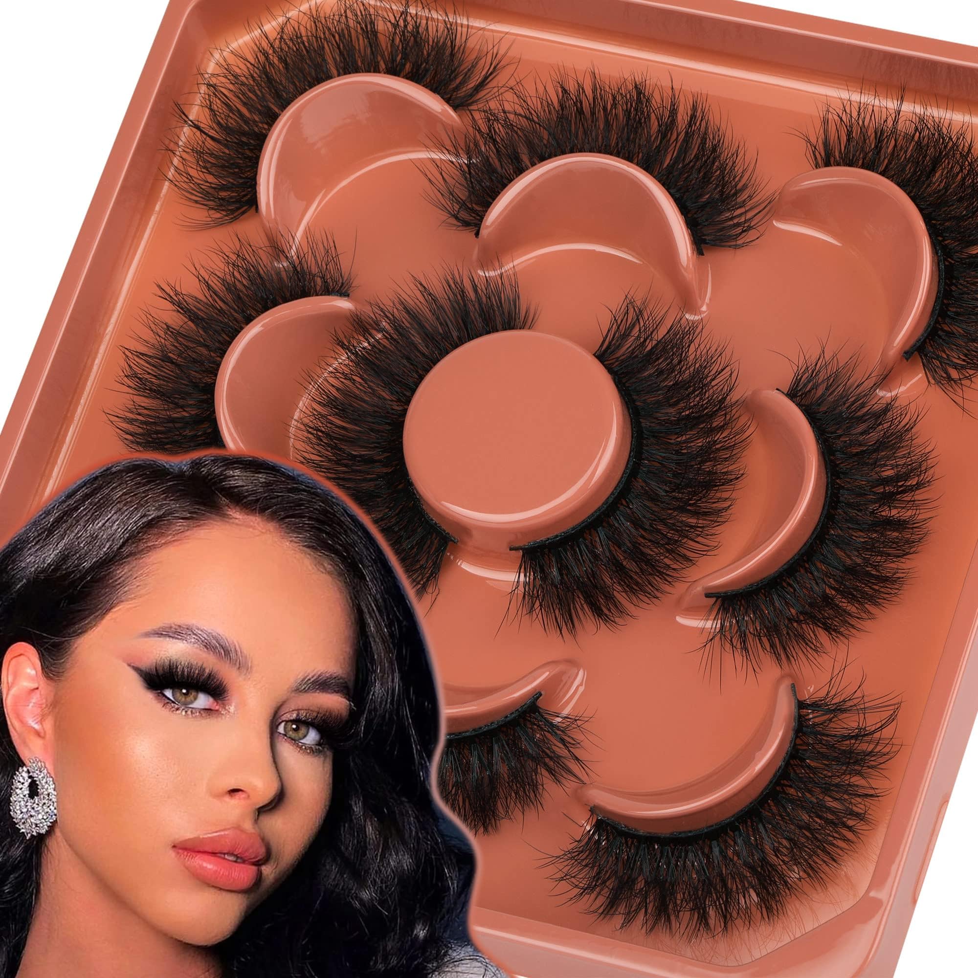 Focipeysa Fluffy Lashes Natural Wispy Eyelashes Full Volume Faux Mink Lashes 14mm Short Multipack with Premium Silk Fiber Vegan
