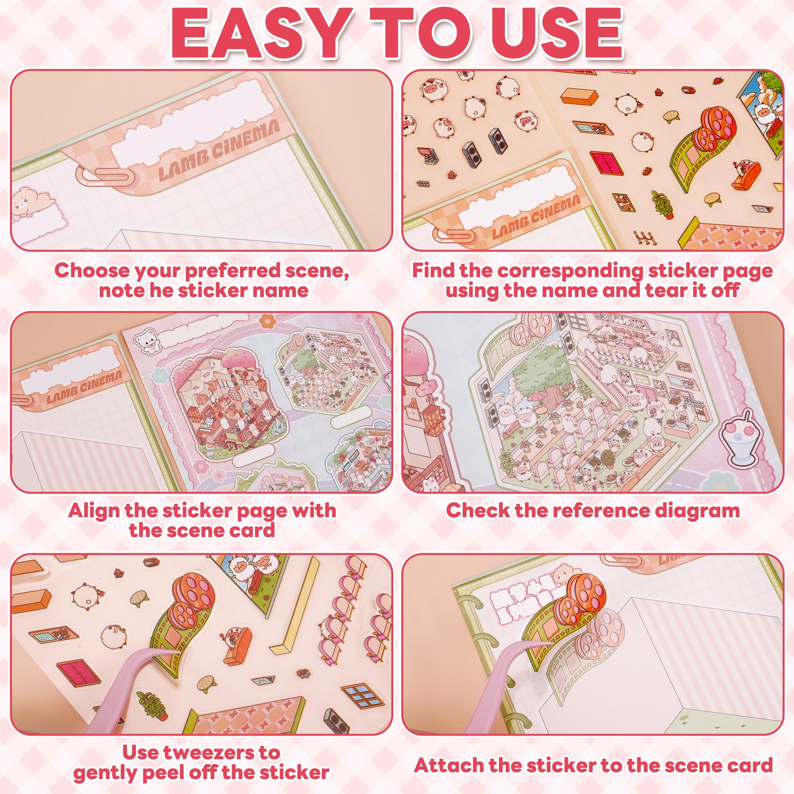20 Sets DIY 3D House Stickers Scene Kit,3D Miniature Scene Therapy,Stress Relief Sticker Scenes with 2 Tweezers for Adults Kids Teens - Image 4
