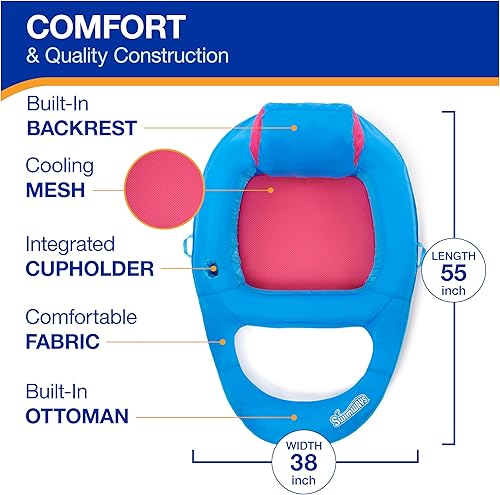 Miniatura 3 de SwimWays Spring Float - Tumbona reclinable prémium para piscina con válvula hiperplana, flotador inflable para piscina