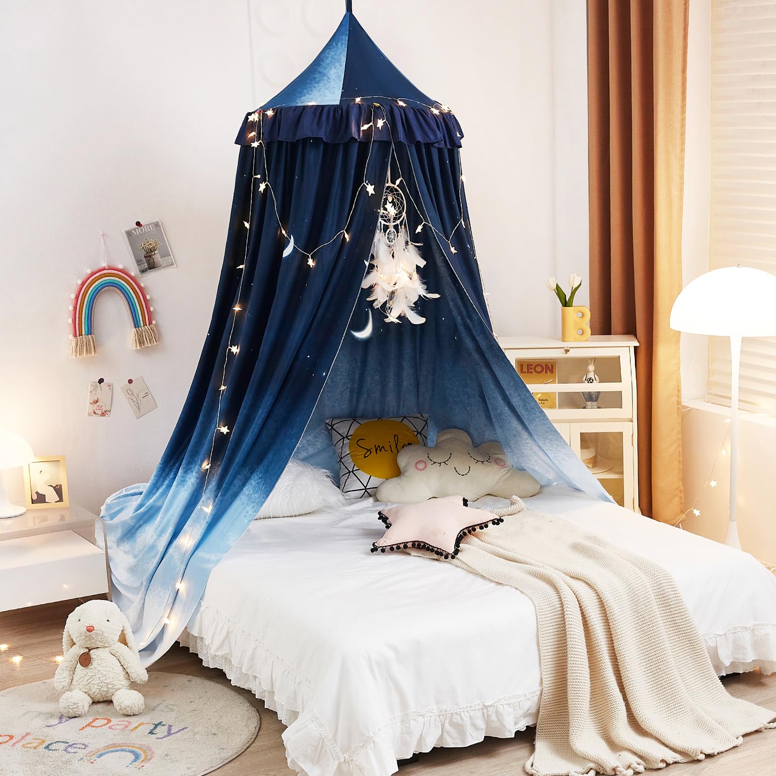 Kertnic Dekor-Baldachin für Kinderbett, weich, glatt, Spielzelt, Baldachin, Mädchenzimmer, Dekoration, Prinzessinnenschloss, verträumtes Moskitonetz, Bettwäsche, Leseecke für Zuhause