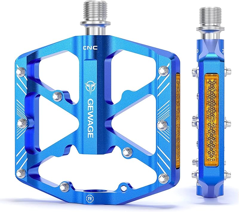 GEWAGE Kerékpár Pedál Fényvisszaverő Csíkokkal - CNC Alumínium Platform, 3 Zárt Csapágy, Csúszásmentes, 9/16" - Országúti, MTB és E-Bike Kom