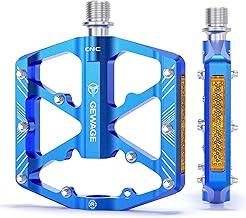 GEWAGE Bicycle Pedals with Reflective Strips, 3 Sealed Bearings Aluminum Platform CNC Anti-slip Pedals 9/16" for Road Bike MTB E-Bike.