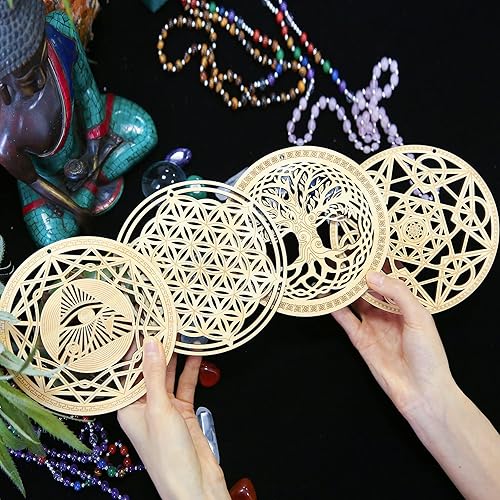 Miniatura 3 de 531 pulgadas Juego de 4 piezas de Geometría Sagrada El Ojo de Horus La Flor de la Vida El Árbol de la Vida El Cubo de Metatrón Rejilla de Cristal