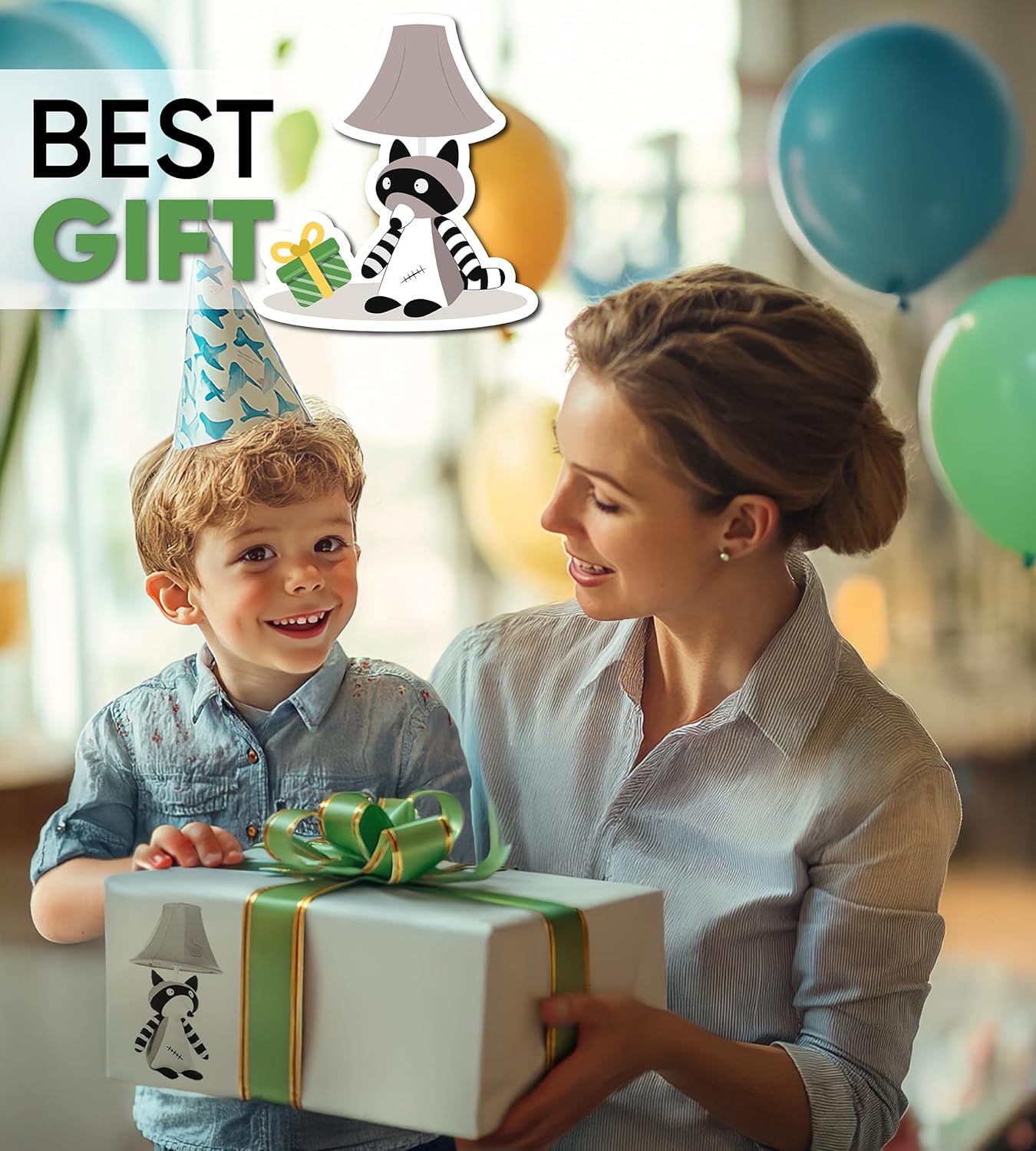 Table Lamp for Kids Bedroom - Gift for All Ages, Cute Animal Lamp Toddler Boys Girls, Raccoon Room Decor Boys, Birthday Gifts Kids, Teens, Brother, Son, Friends, Men, Father, Dad, Mother, Mom