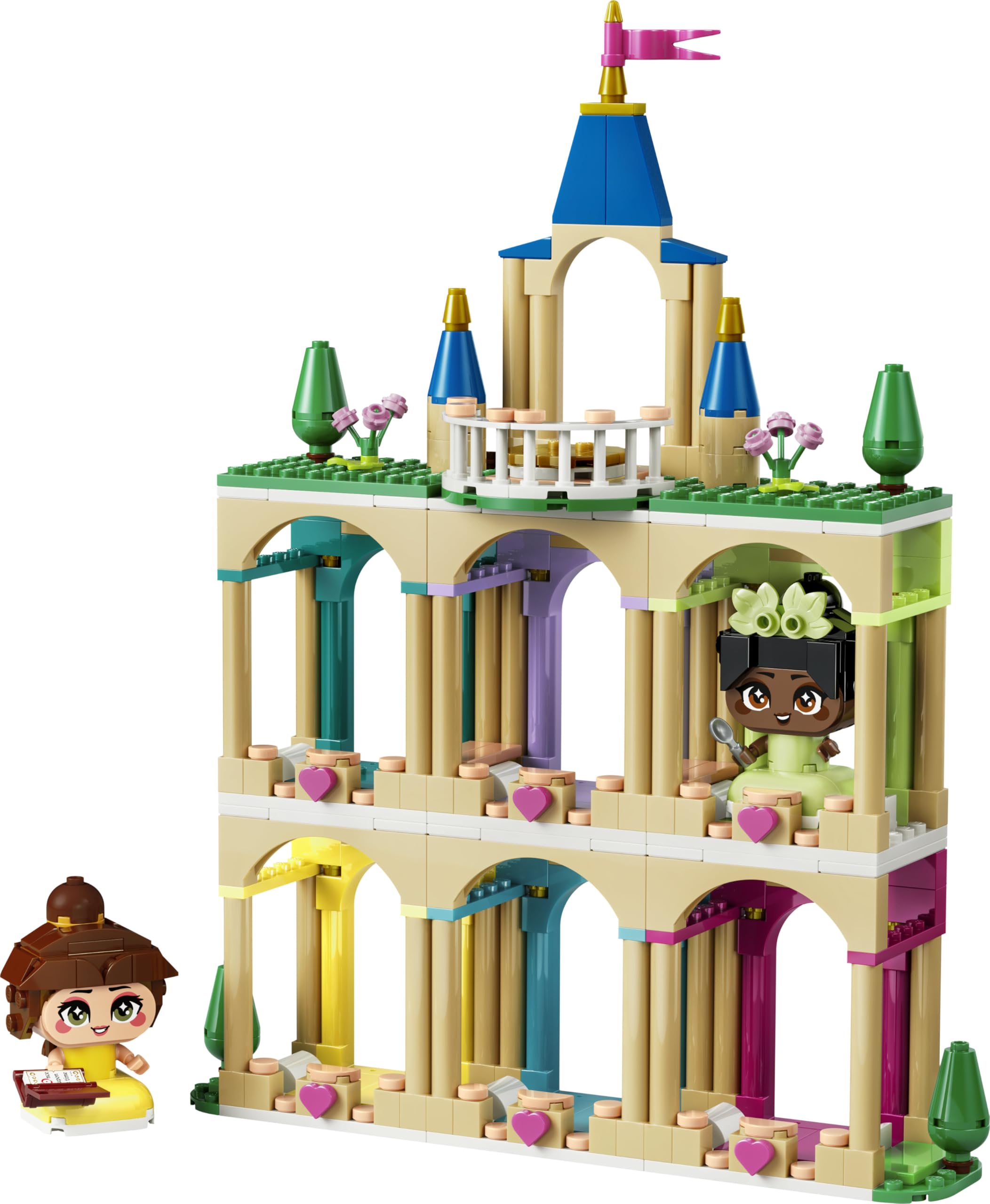 LEGO | Disney Princess Mini-Belle e Mini-Tiana con Castello Giocattolo - con 2 Mini Bamboline e Accessori - Decorazione Fai Da Te - Regalo da Collezione per Bambine e Fan da 5 Anni in su - 43291
