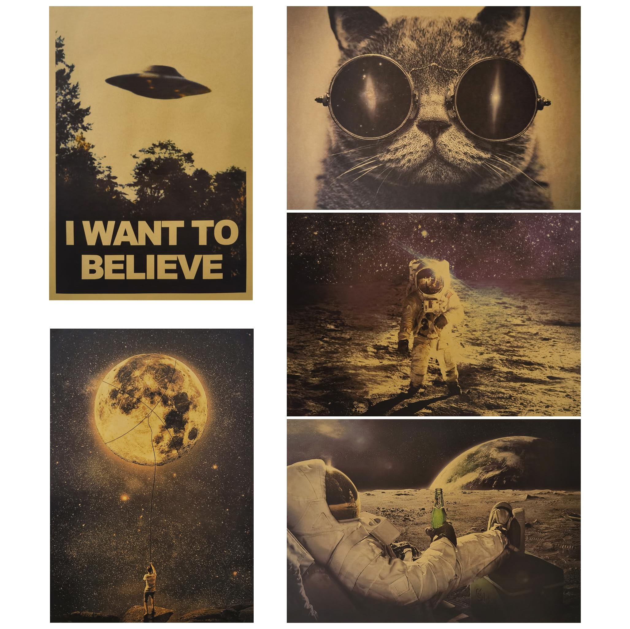 Lahviuu Posters,5 Pcs 50.5 * 35cm Wall Art Decorative Painting Bedroom Painting Posters Gift for Friend Bed Room Living Room Decor Modern Aesthetic Unframe-style