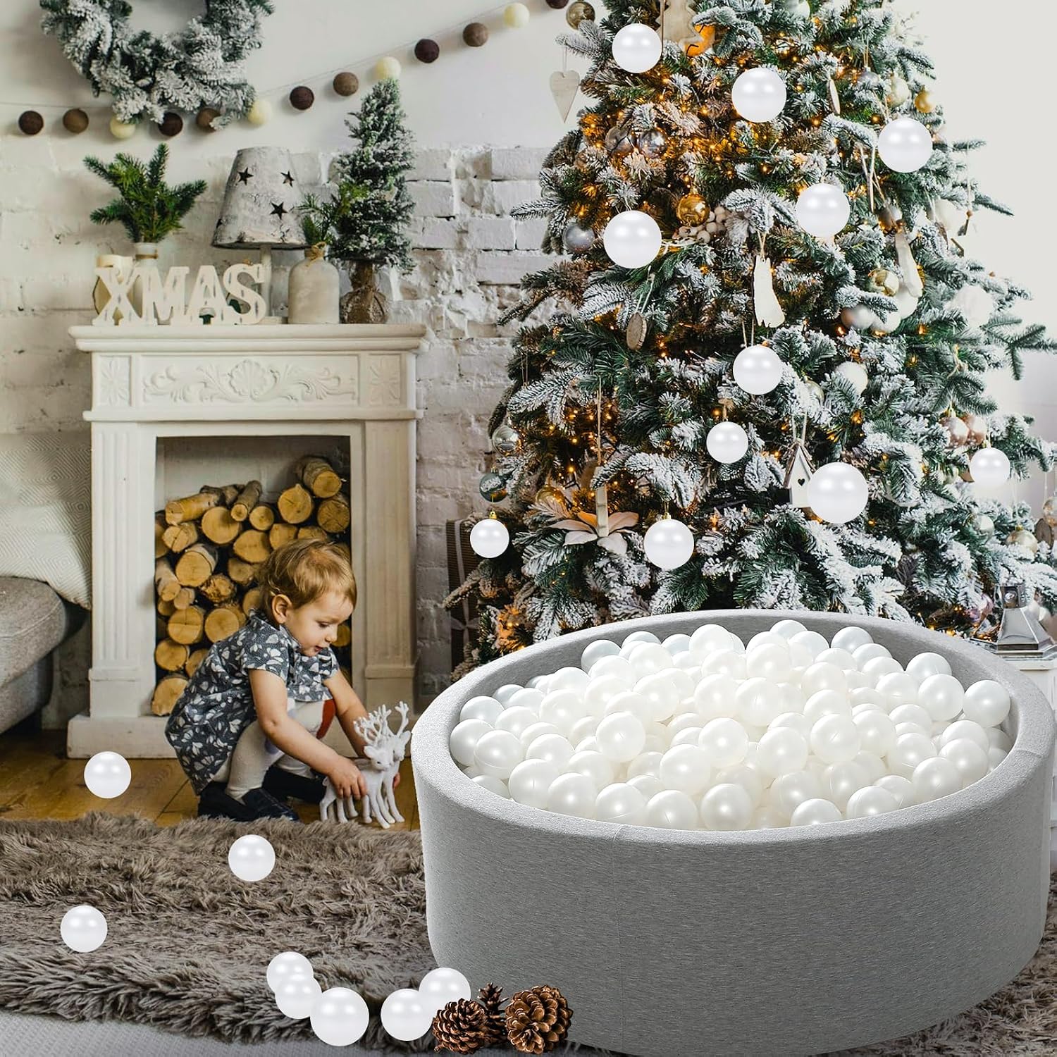 White Ball Pit with 200pcs Large Ball Pit Balls 2.75inches