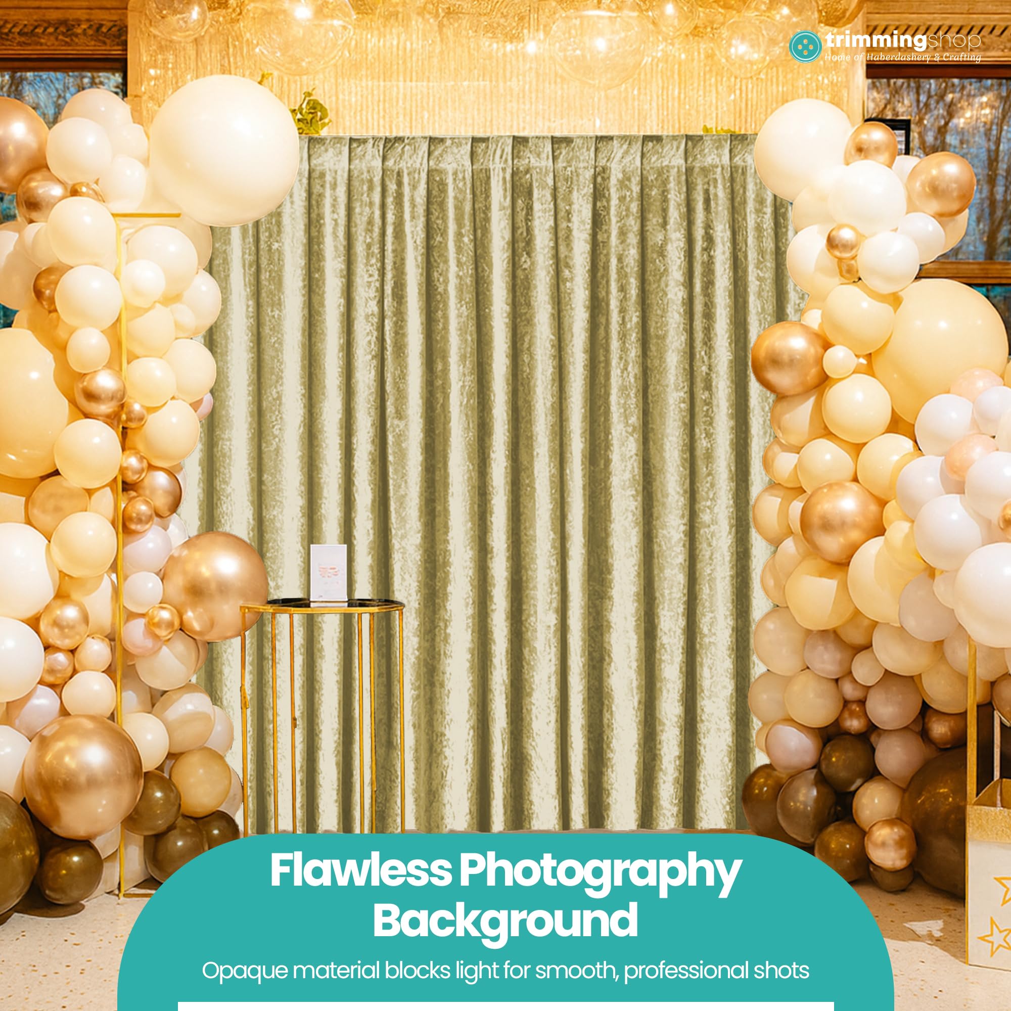Trimming Shop Fondale fotografico in velluto dorato, 3 x 3 m, per studio fotografico, per matrimoni, compleanni, baby shower, decorazione per feste