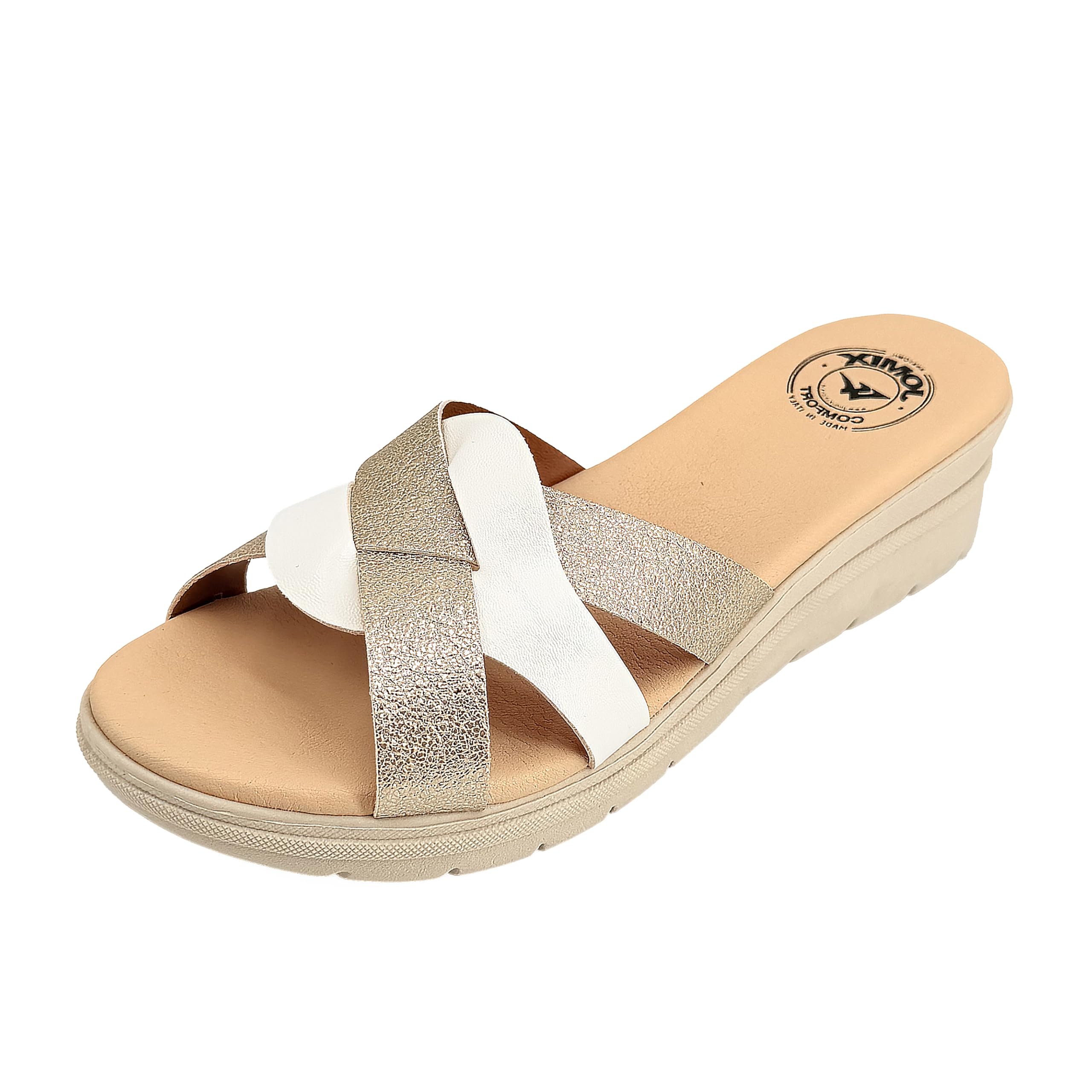 JOMIX Sandales à bretelles croisées pour femme - Pantoufles confortables - Élégantes et légères - Tongs tendance avec semelle antidérapante - Chaussures ouvertes pour la maison, la mer, la plage, les