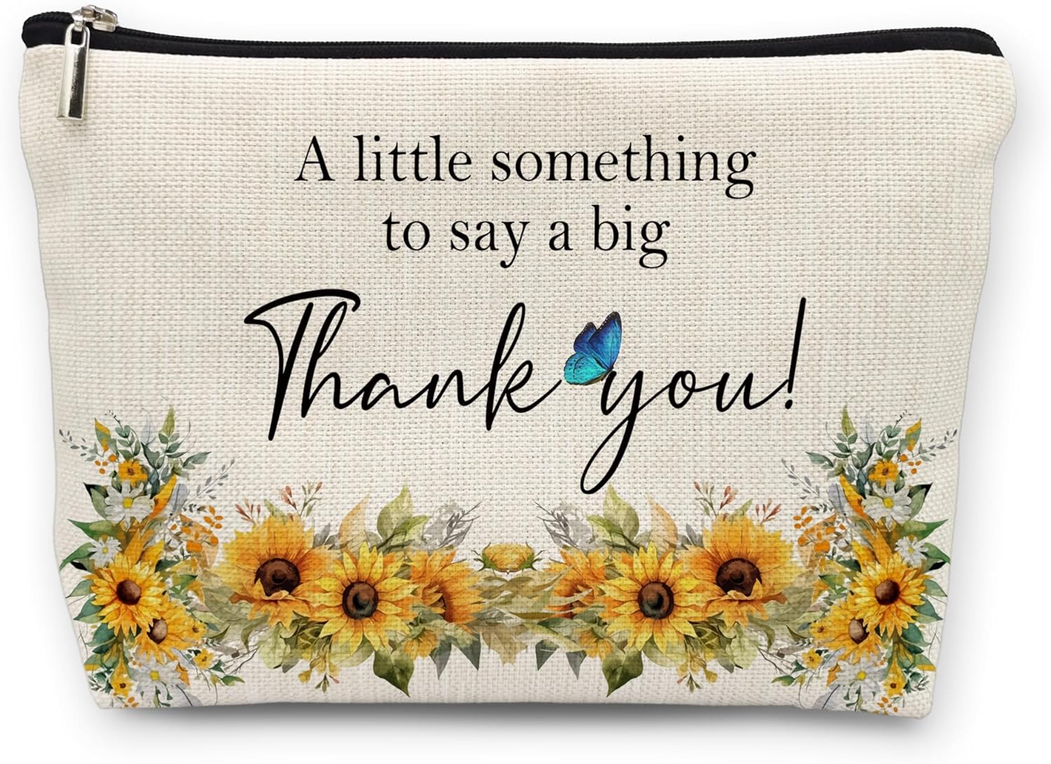 huester Thank You Gifts Makeup Bag, Appreciation Gifts for Coworkers Friends Cosmetic Bag for Women, a Little Something to Say a Big Thank You Floral Toiletry Bags Travel Zipper Makeup Pouch