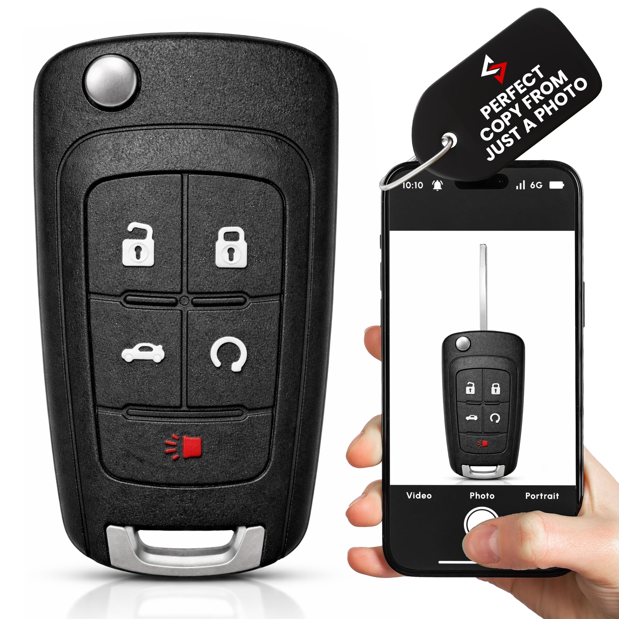 Cut Remote Flip Key Fob Replacement Fits for Chevy GMC Buick Cruz Equinox Malibu Impala Sonic Camaro Trax Terrain Lacrosse Regal Verano Encore 2010 2011 2012 2013 2014 2015 2016 2017 2018