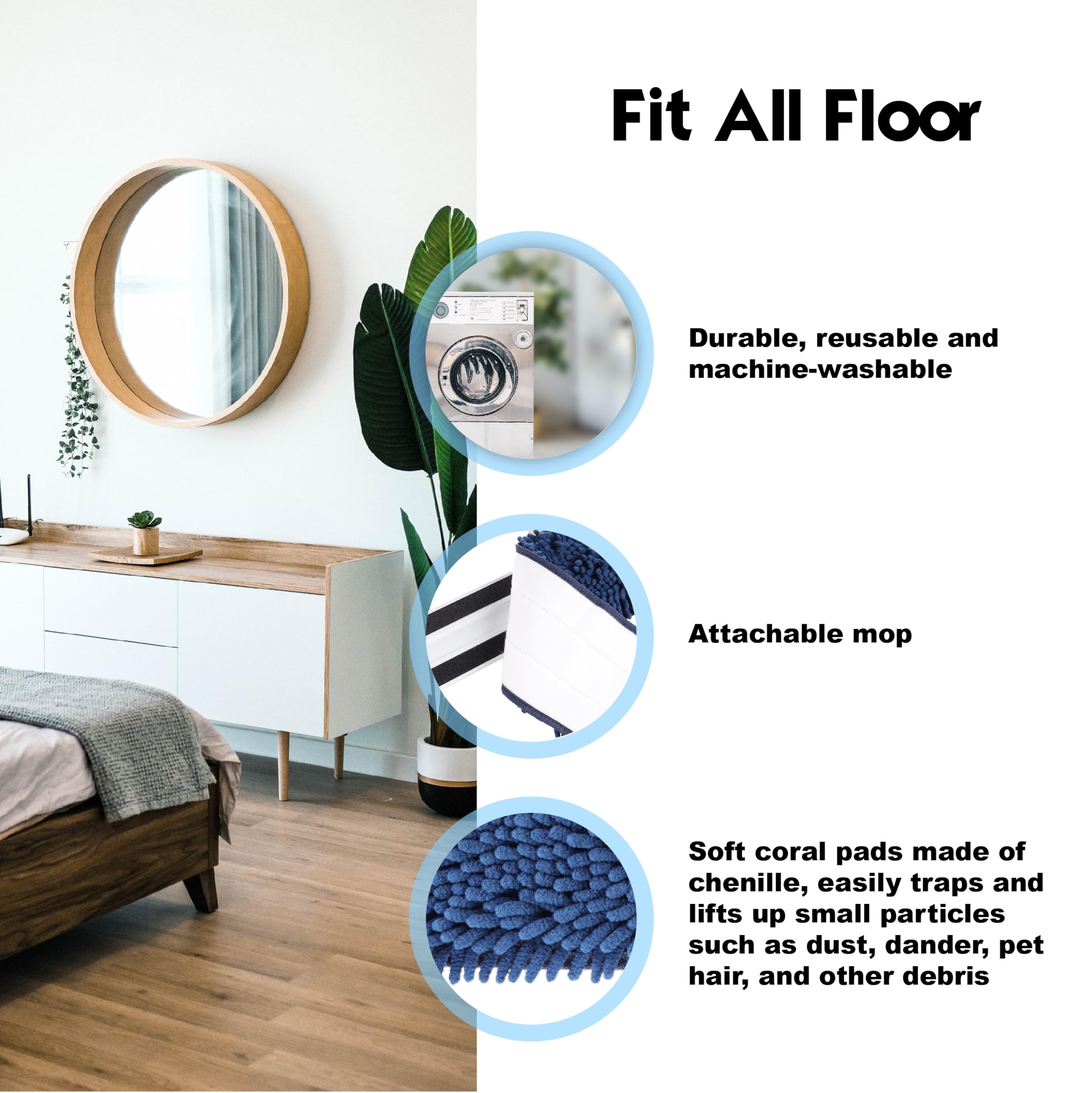 Recambios de almohadilla plana de microfibra lavable de 61 cm