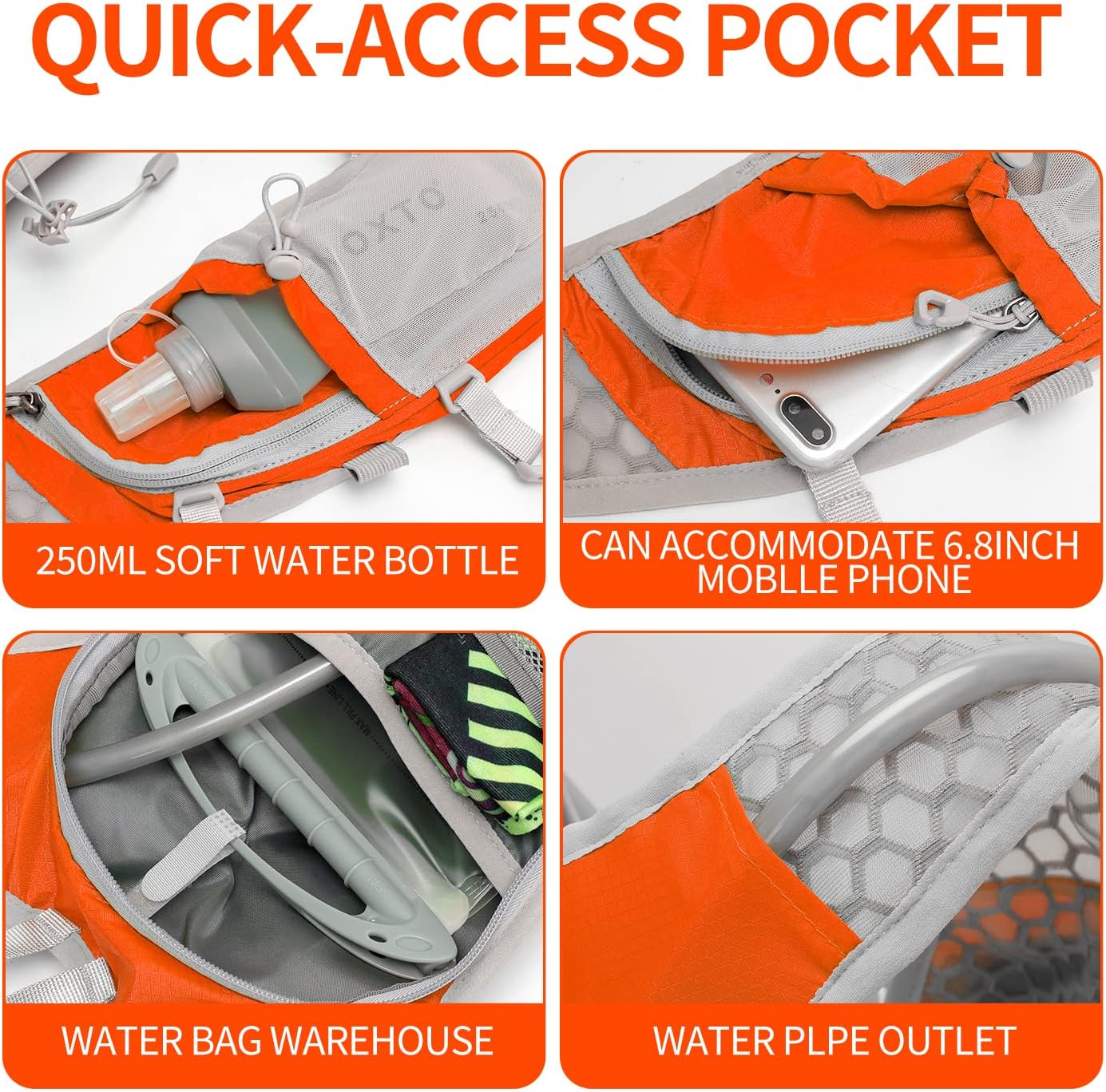 IX INOXTO Hydration Pack Backpack, Lightweight Water Backpack with 2L Hydration Bladder Daypack for Men Women,Running Hydration Vest for Trail Running Hiking Cycling Race Climbing - Image 4