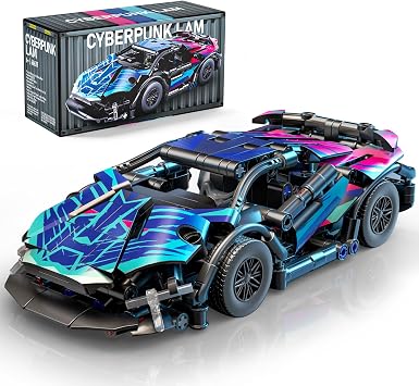 118 Racing Sports Car Building Block Set for Boys 6 8 12 14 Cyber Style Supercar Building Toy 321 PCS Techincal Display Collection Model Car Kit Birthday Ideal Gifts for Boys Age 8+