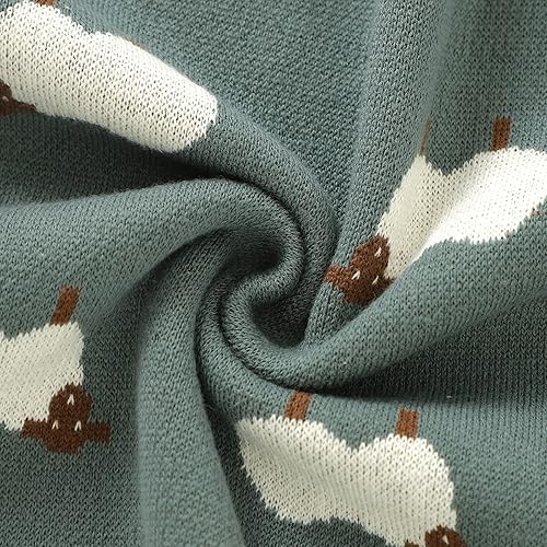 Miniatura 6 de mimixiong Manta de bebé tejida 100% algodón para niños y niñas con lindo tamaño de oveja 30 x 40 pulgadas (verde oscuro, 30 x 40 pulgadas (paquete