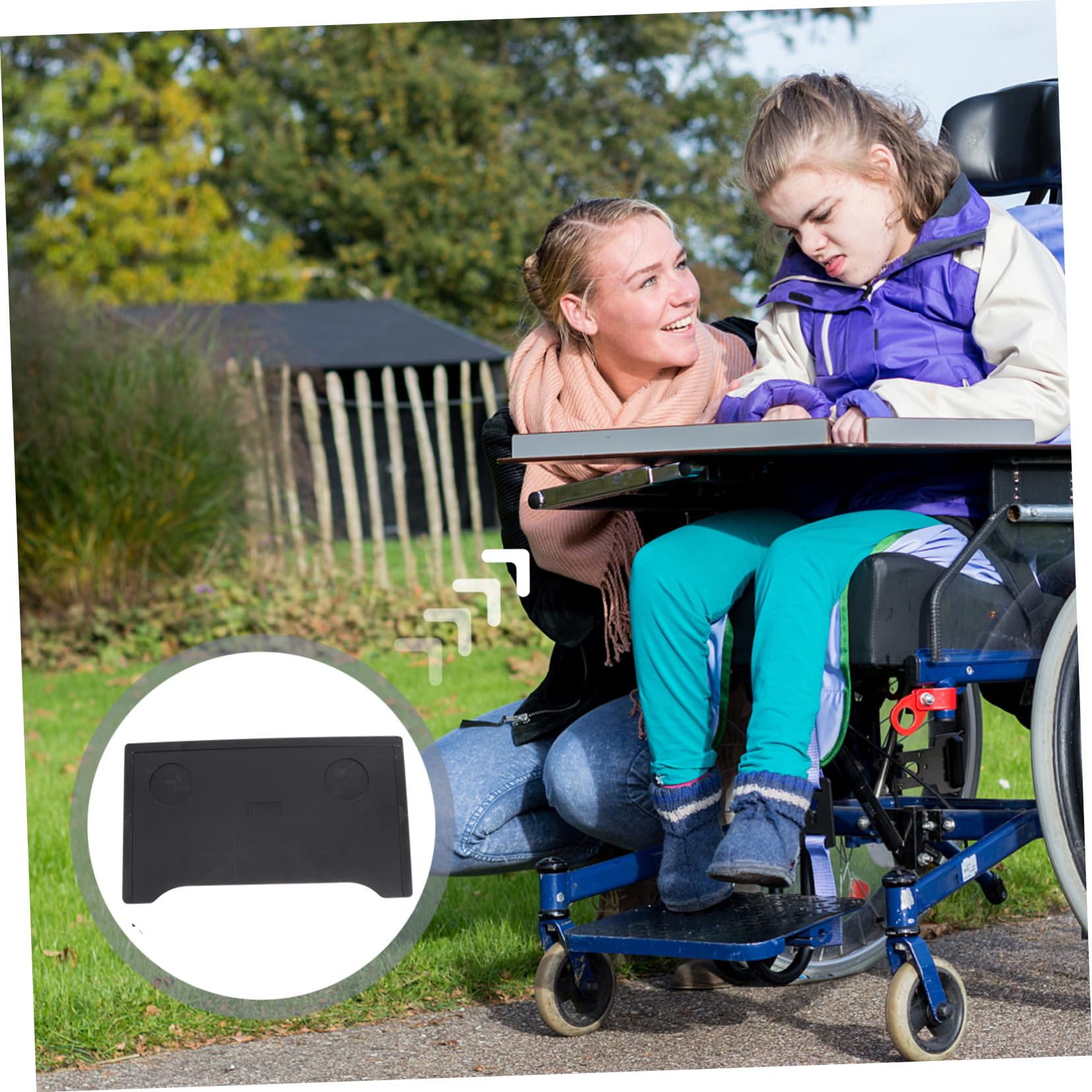 Mesa Desmontable Para Silla De Ruedas De Plástico Resistente Con Doble Portavasos Para Mayoría De Sillas Estándar Para Comer Leer y Trabajar Movilidad