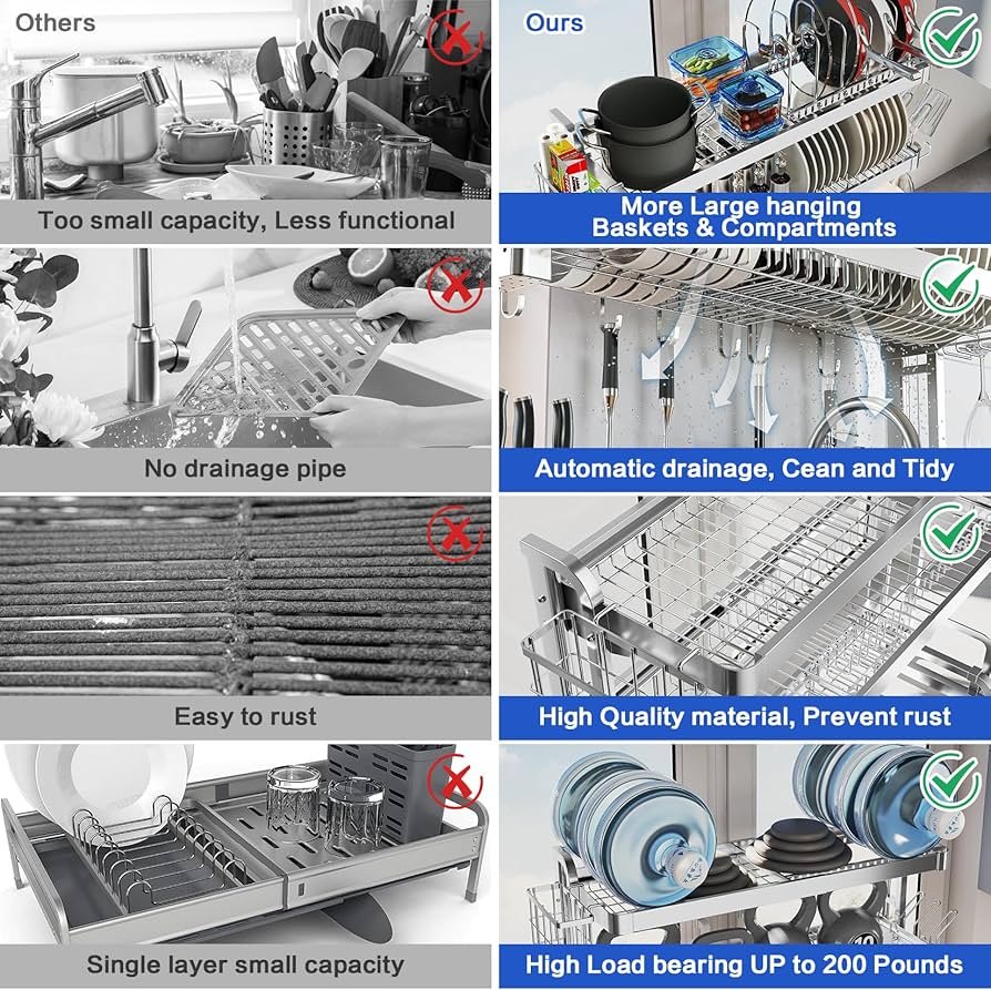 Amazon.com - LIVOD Over The Sink Dish Drying Rack,3 Tier  