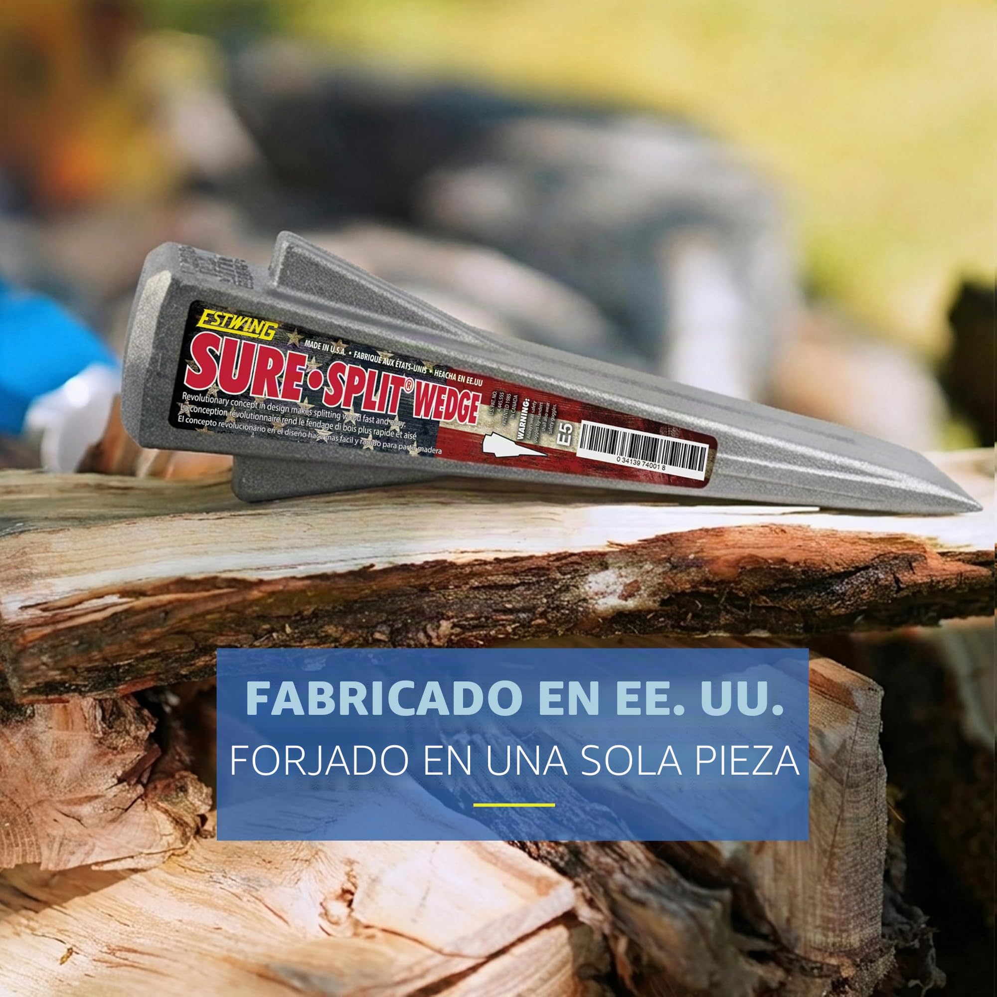 ESTWING Sure Split Wedge - 5-Pound Wood Splitting Tool with Forged Steel Construction & 1-7/8" Cutting Edge - E-5
